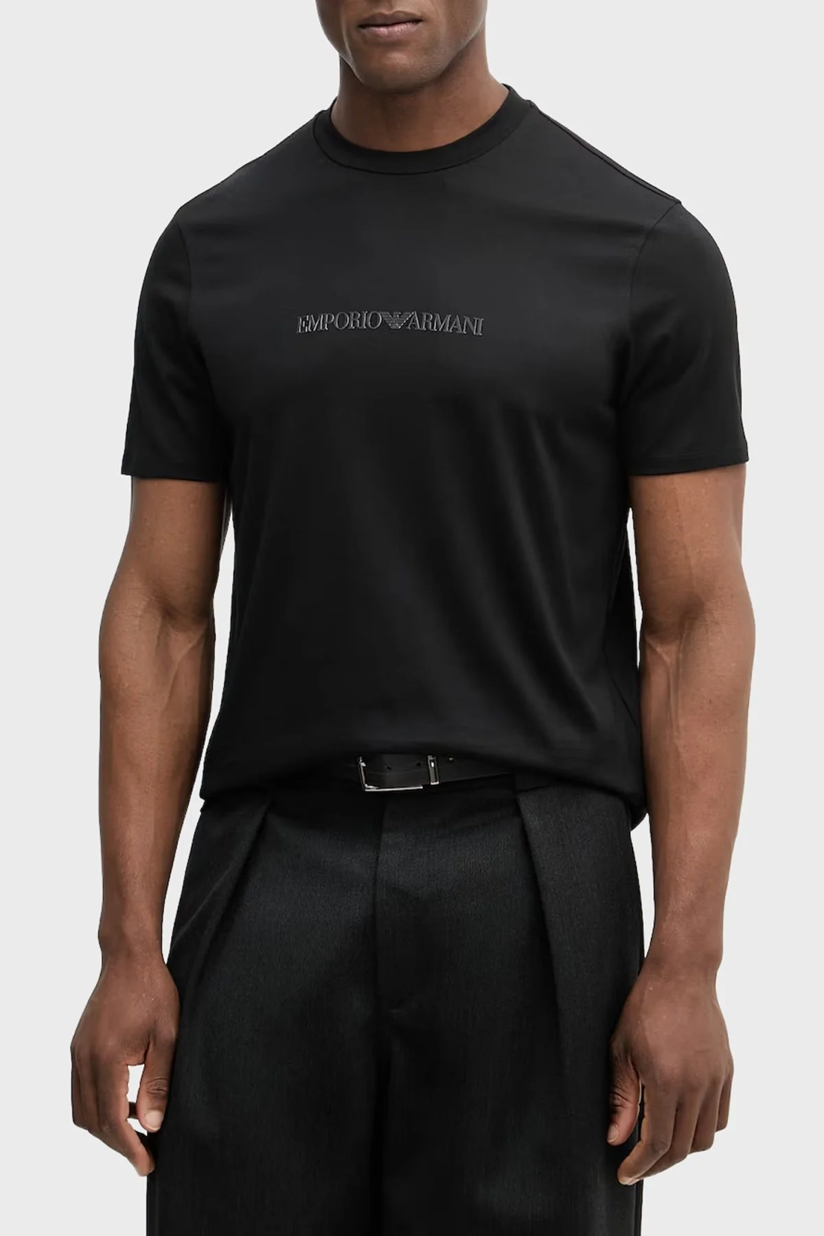 Emporio Armani Logolu % 100 Pamuk Regular Fit Bisiklet Yaka Erkek T Shirt EM004583 AF13669 MC540 SİYAH - 1