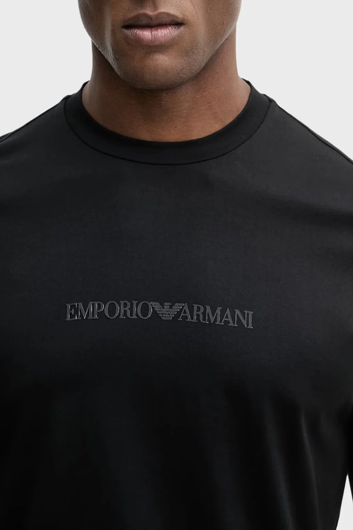 Emporio Armani Logolu % 100 Pamuk Regular Fit Bisiklet Yaka Erkek T Shirt EM004583 AF13669 MC540 SİYAH - 4