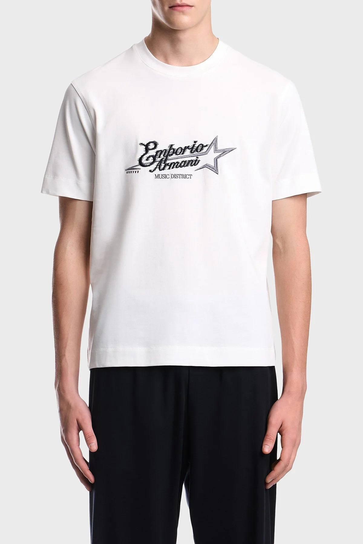 Emporio Armani Logolu % 100 Pamuk Regular Fit Bisiklet Yaka Erkek T Shirt EM006809 AF13715 U0003 Beyaz - 1