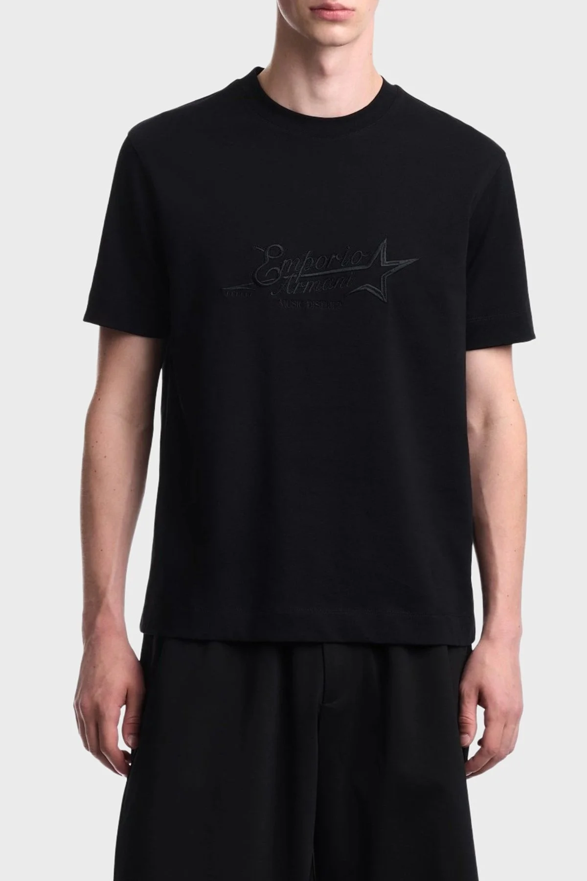 Emporio Armani Logolu % 100 Pamuk Regular Fit Bisiklet Yaka Erkek T Shirt EM006809 AF13715 UC001 Siyah - 1