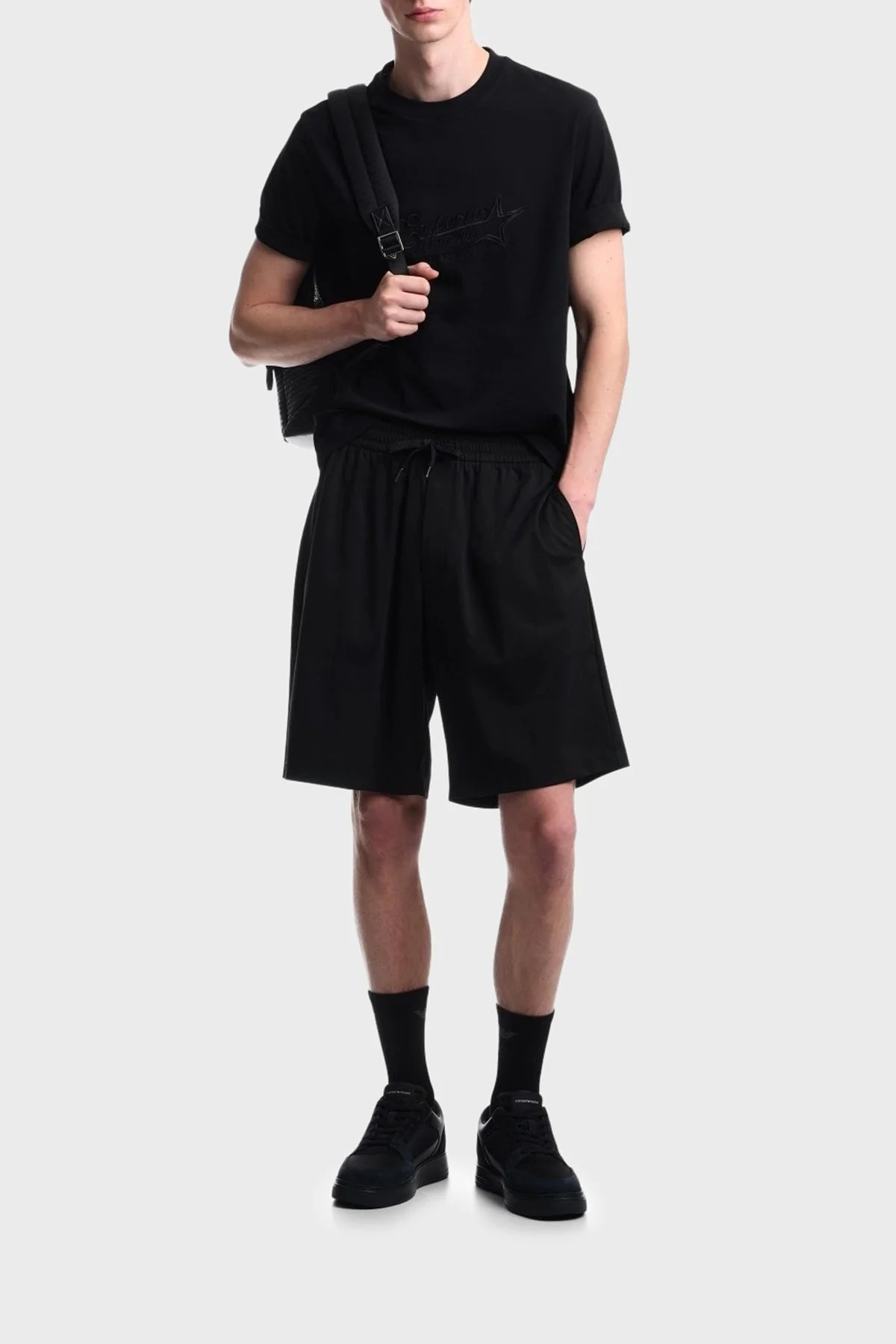 Emporio Armani Logolu % 100 Pamuk Regular Fit Bisiklet Yaka Erkek T Shirt EM006809 AF13715 UC001 Siyah - 2