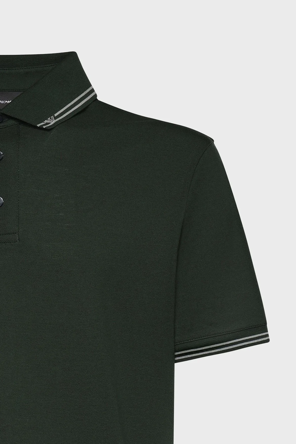 Emporio Armani Logolu % 100 Pamuk Regular Fit Erkek Polo EM005842 AF12955 U7263 HAKİ - 3
