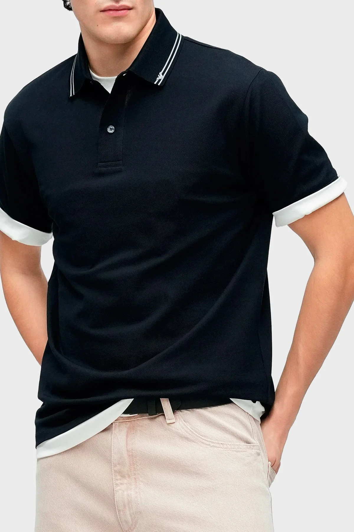 Emporio Armani Logolu %100 Pamuk Regular Fit Erkek Polo EM005842 AF12955 UB118 LACİVERT - 4