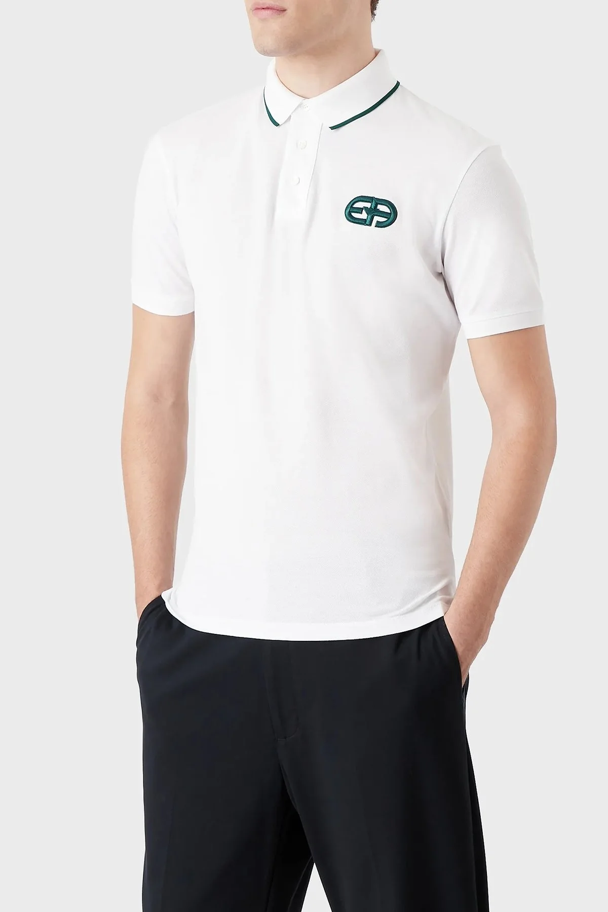 Emporio Armani Logolu % 100 Pamuk Regular Fit Erkek Polo T Shirt 6L1FA5 1JTKZ 0100 BEYAZ - 1