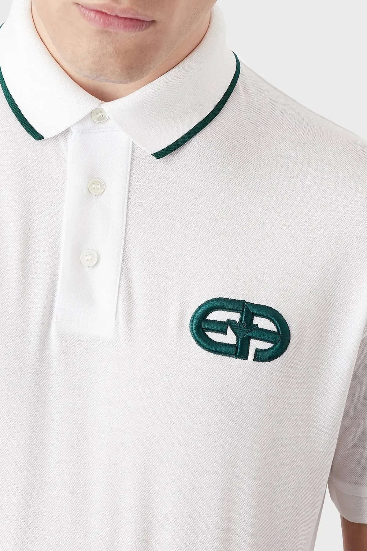 Emporio Armani Logolu % 100 Pamuk Regular Fit Erkek Polo T Shirt 6L1FA5 1JTKZ 0100 BEYAZ - 3