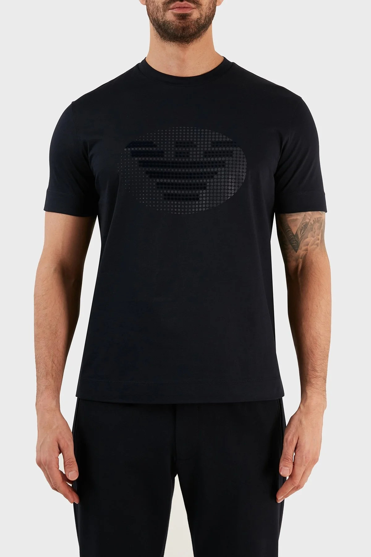 Emporio Armani Logolu % 100 Pamuk Regular Fit Erkek T Shirt 3R1TU1 1JSAZ 0920 LACİVERT - 1