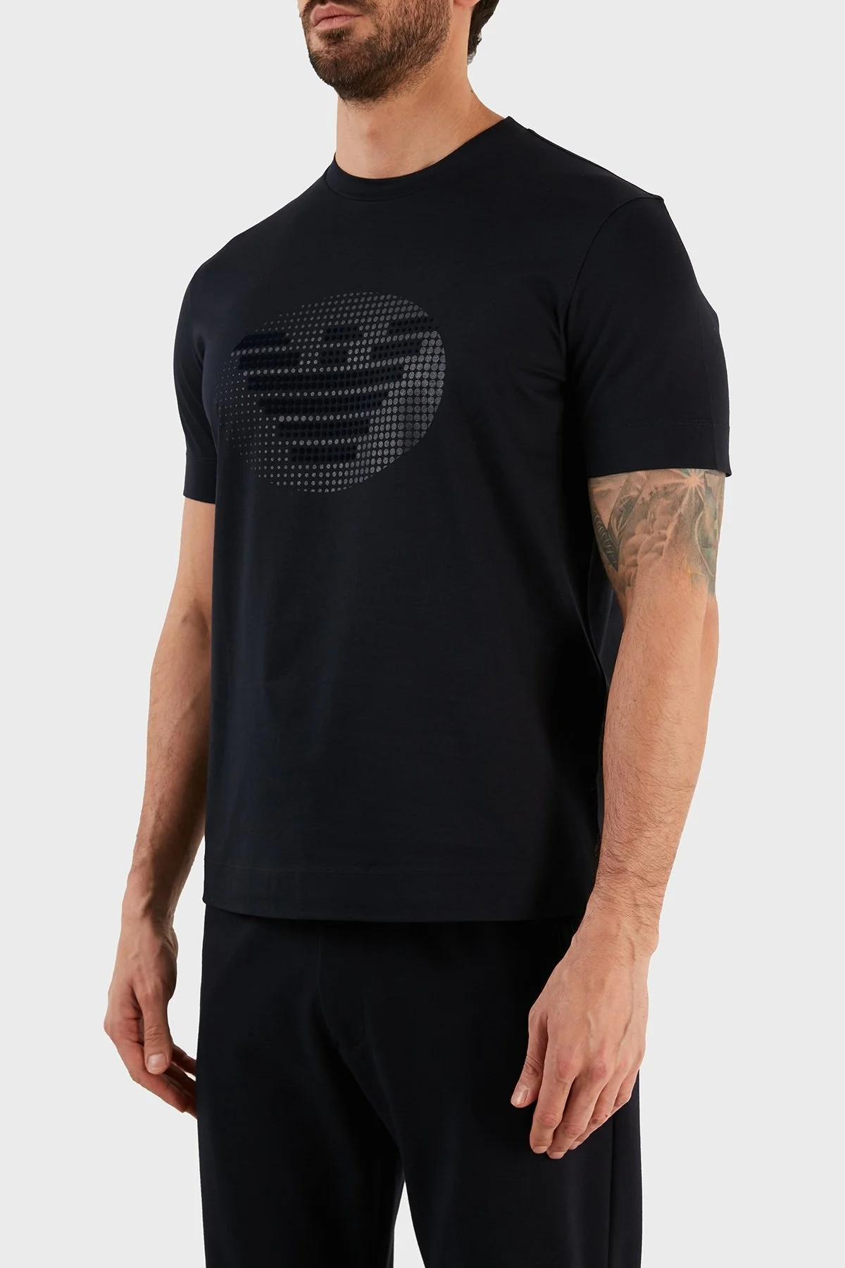 Emporio Armani Logolu % 100 Pamuk Regular Fit Erkek T Shirt 3R1TU1 1JSAZ 0920 LACİVERT - 2