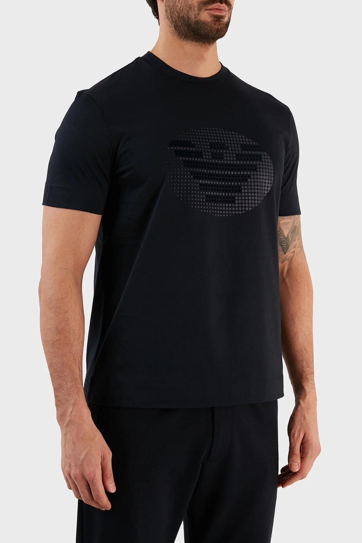 Emporio Armani Logolu % 100 Pamuk Regular Fit Erkek T Shirt 3R1TU1 1JSAZ 0920 LACİVERT - 3