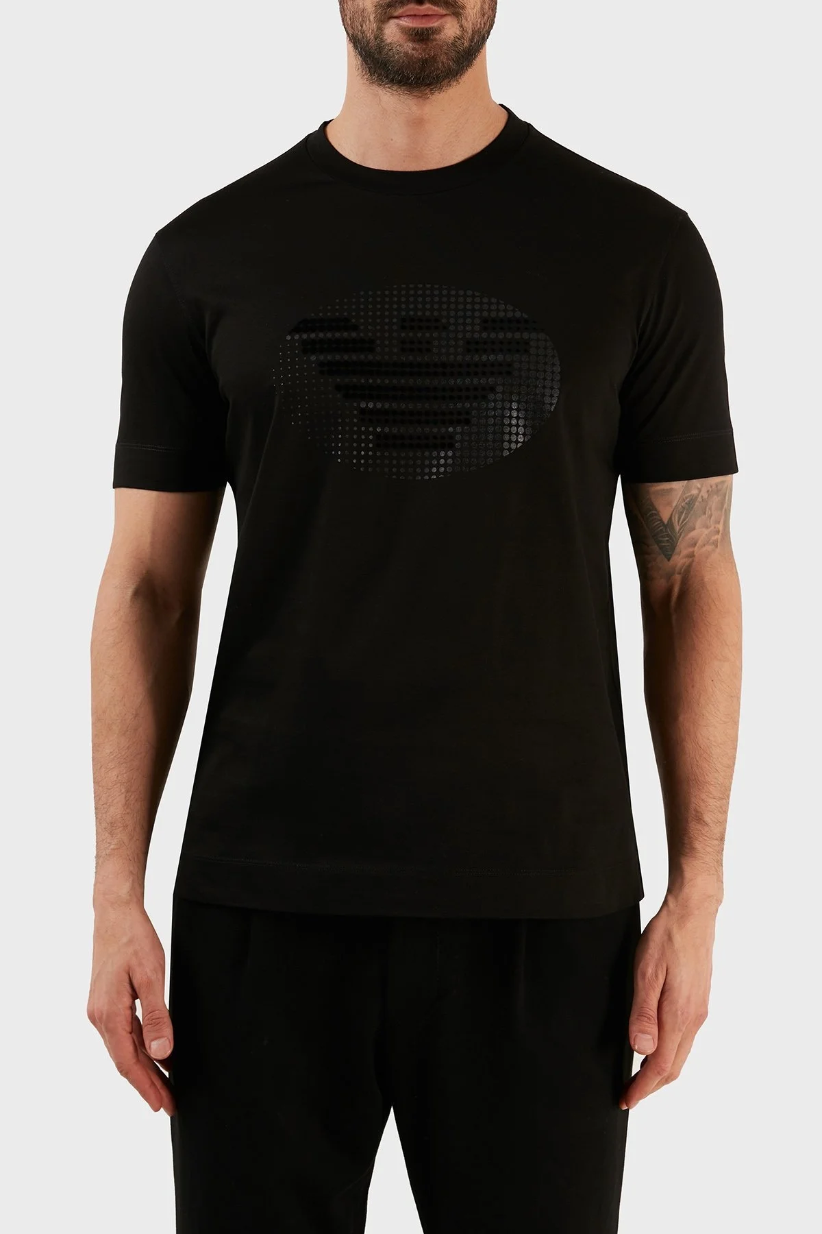Emporio Armani Logolu % 100 Pamuk Regular Fit Erkek T Shirt 3R1TU1 1JSAZ 0999 SİYAH - 1