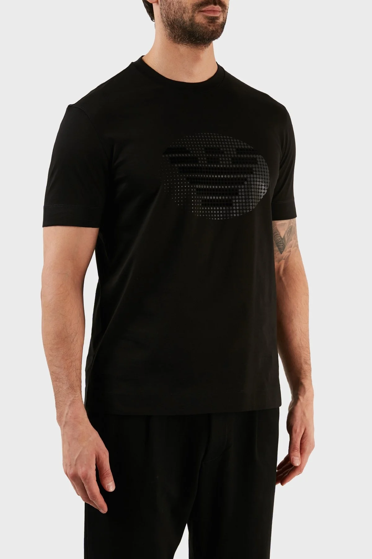 Emporio Armani Logolu % 100 Pamuk Regular Fit Erkek T Shirt 3R1TU1 1JSAZ 0999 SİYAH - 3