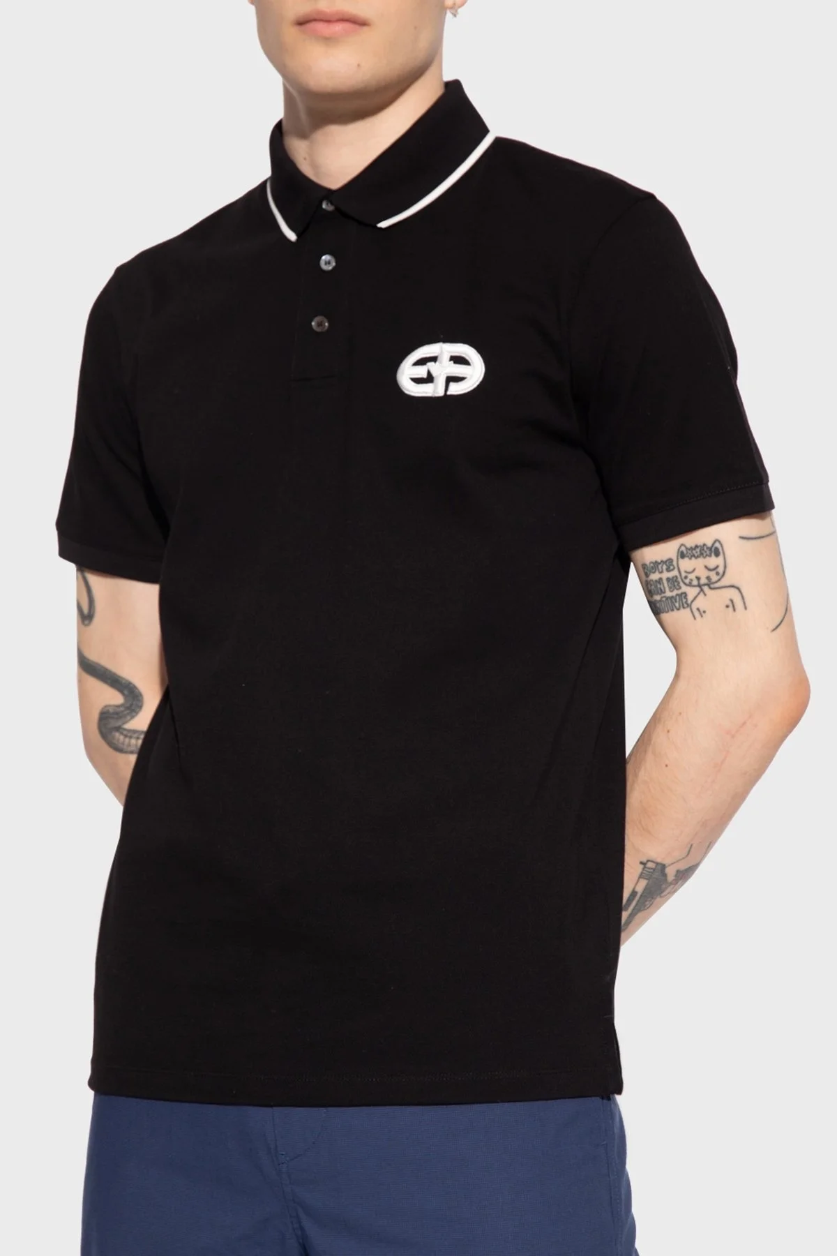 Emporio Armani Logolu % 100 Pamuk Regular Fit Erkek Polo T Shirt 6L1FA5 1JTKZ 0999 SİYAH - 1