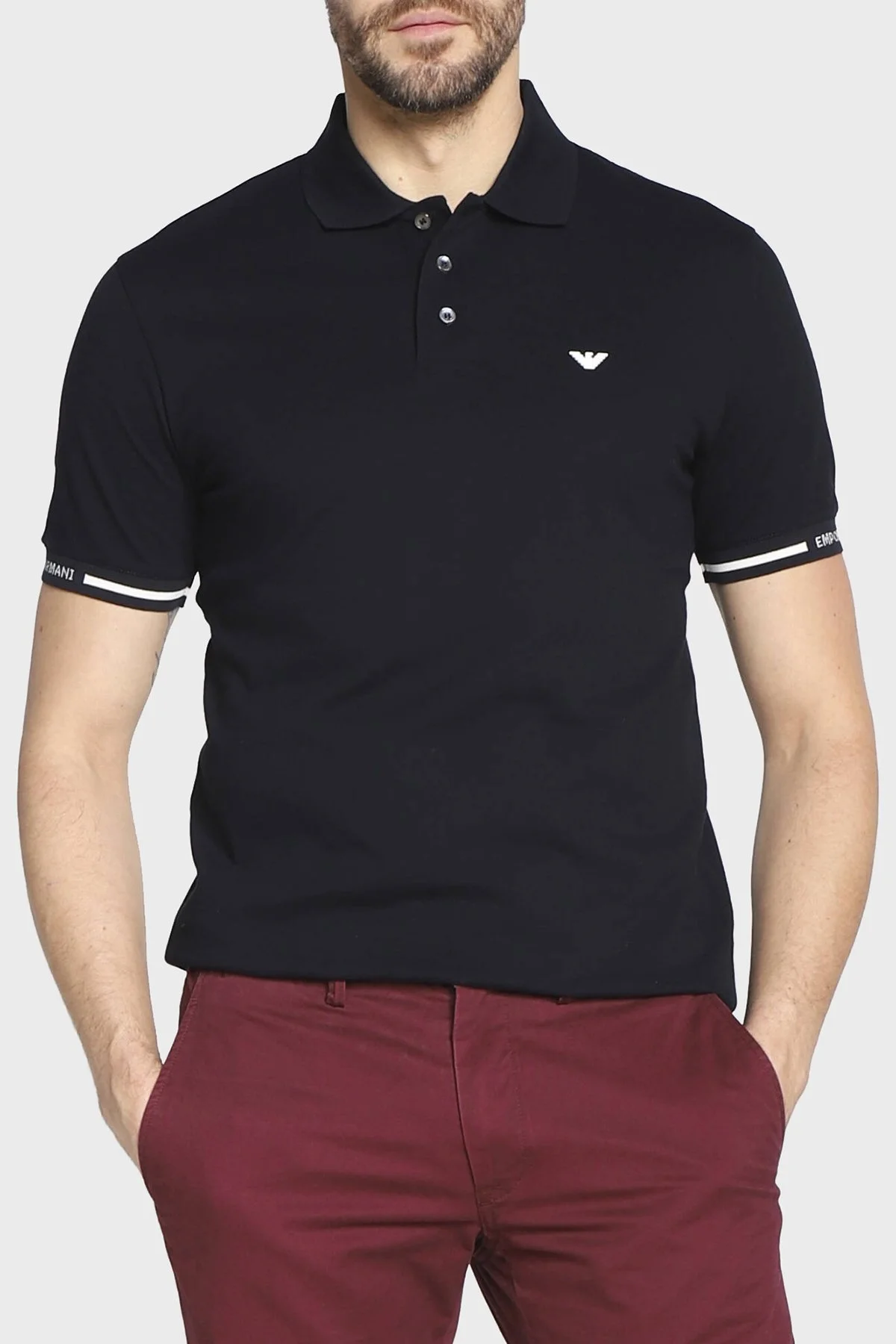 Emporio Armani Logolu % 100 Pamuk Regular Fit Erkek Polo T Shirt 6L1FD2 1JTKZ 09F7 LACİVERT - 1
