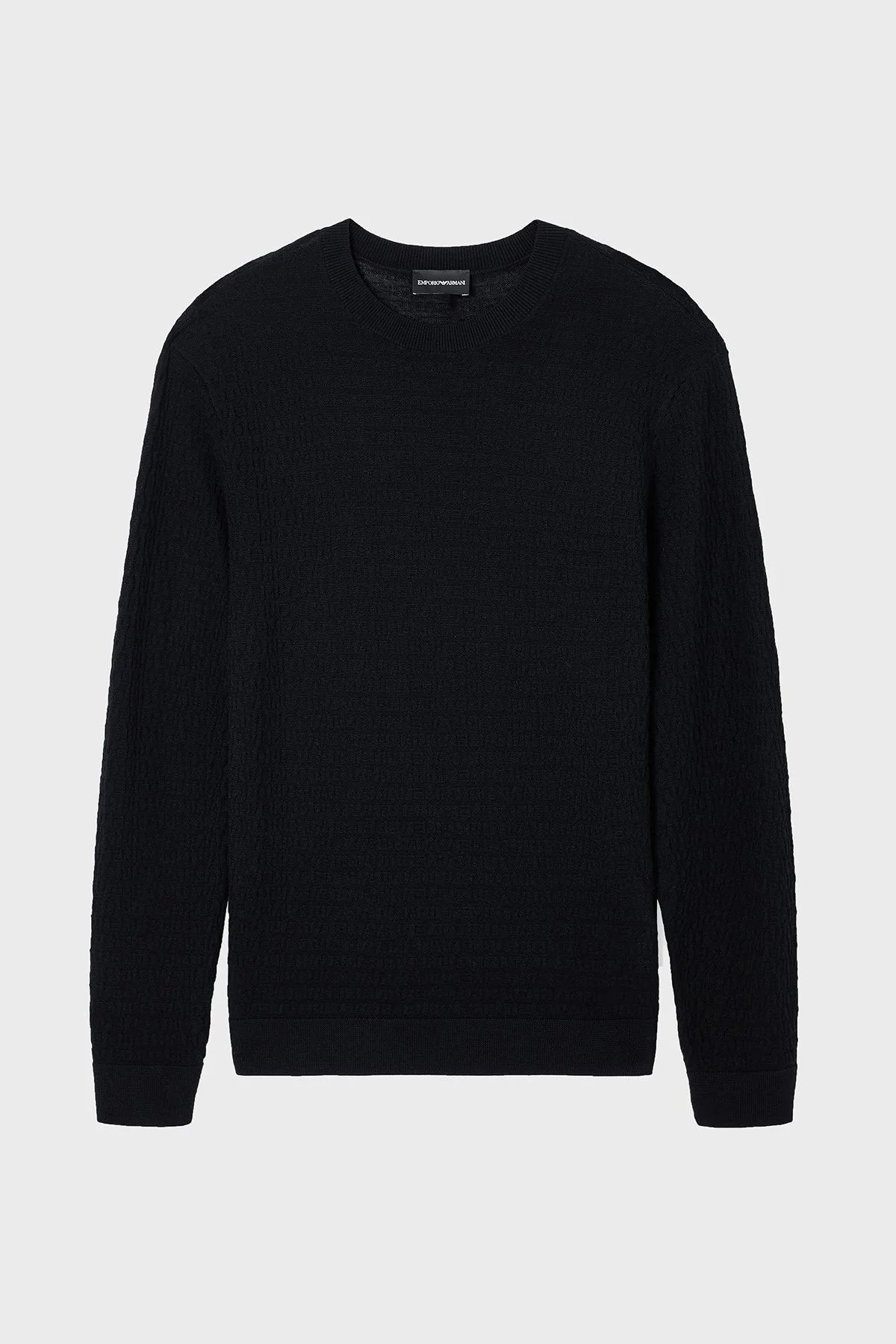 Emporio Armani Logolu % 100 Yün Bisiklet Yaka Erkek Kazak EM004378 AF24416 UC001 Siyah - 5