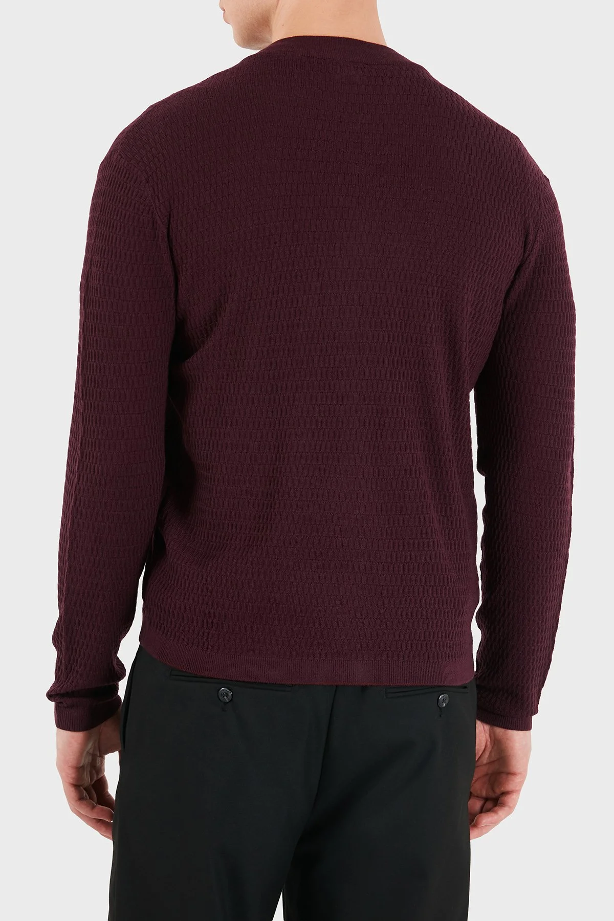 Emporio Armani Logolu % 100 Yün Regular Fit Bisiklet Yaka Erkek Hırka EM006315 AF27831 FA039 Kahve - 3
