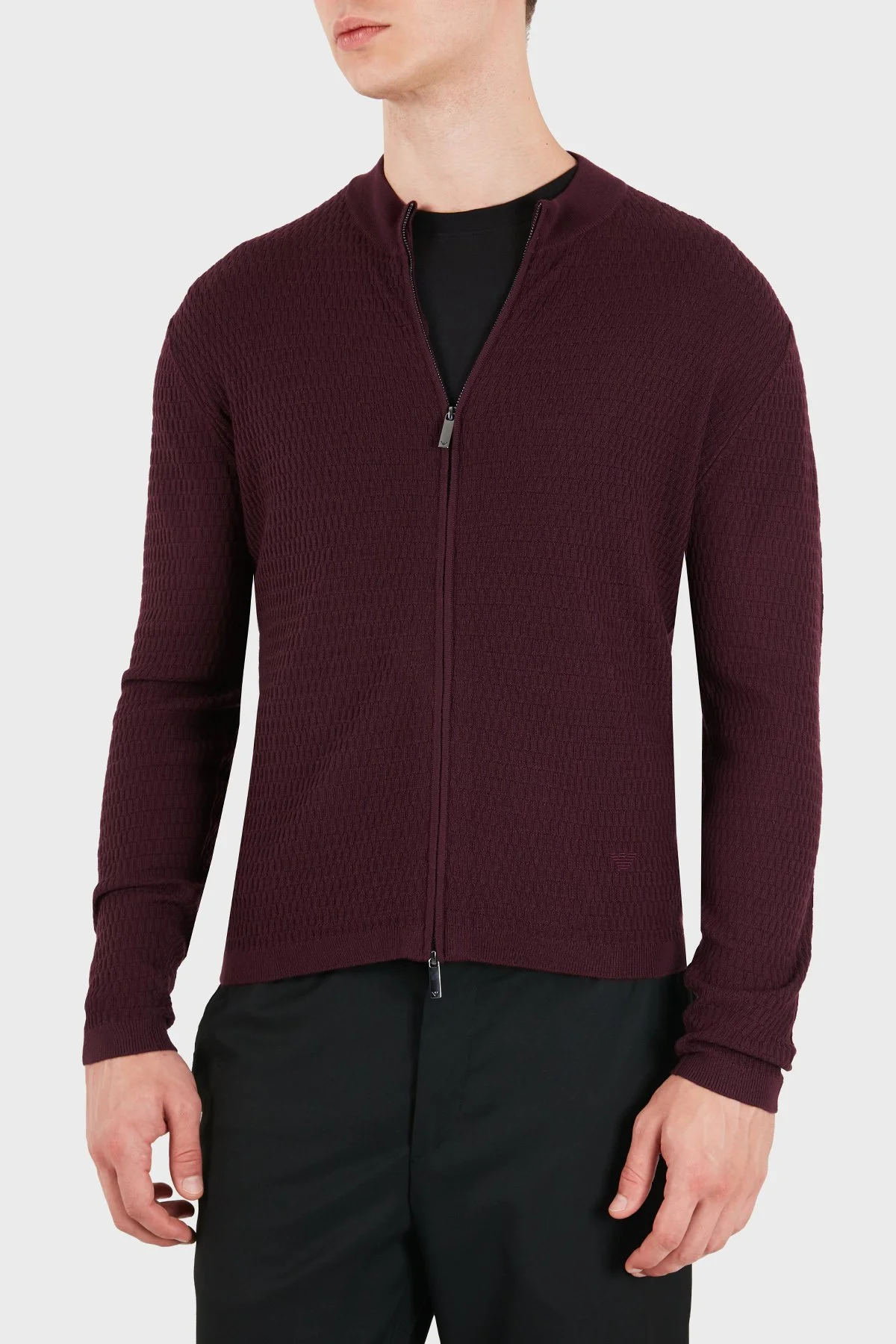 Emporio Armani Logolu % 100 Yün Regular Fit Bisiklet Yaka Erkek Hırka EM006315 AF27831 FA039 Kahve - 4