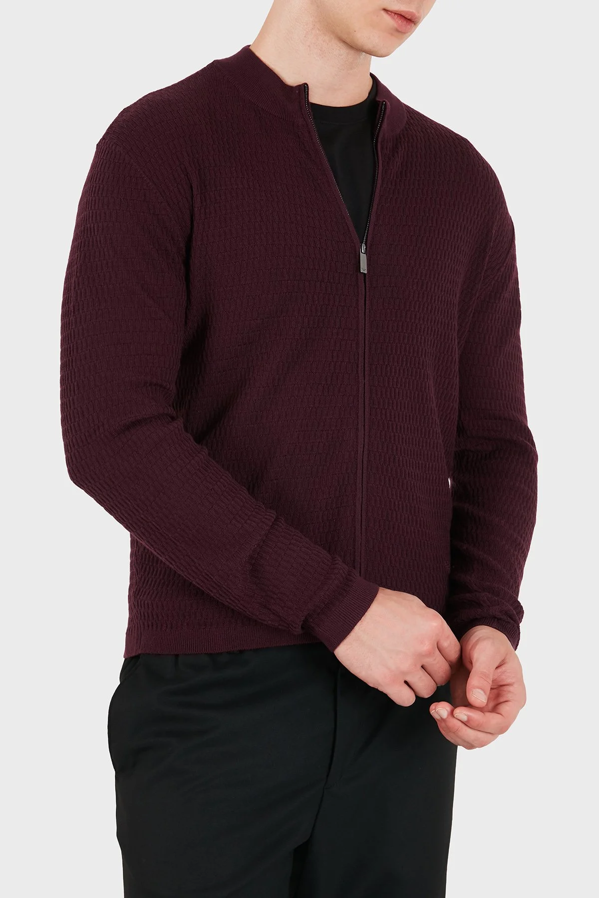 Emporio Armani Logolu % 100 Yün Regular Fit Bisiklet Yaka Erkek Hırka EM006315 AF27831 FA039 Kahve - 5