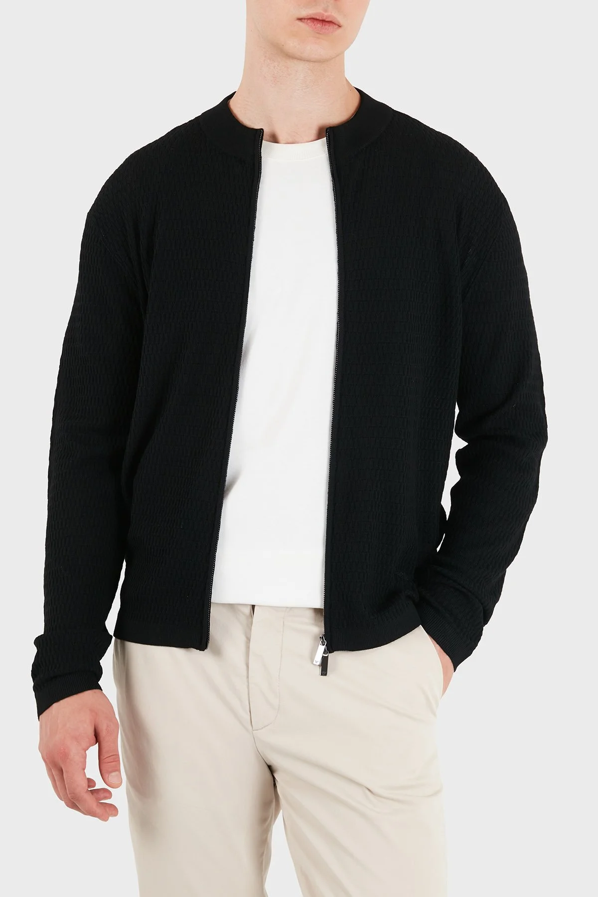 Emporio Armani Logolu % 100 Yün Regular Fit Bisiklet Yaka Erkek Hırka EM006315 AF27831 FC039 Siyah - 6