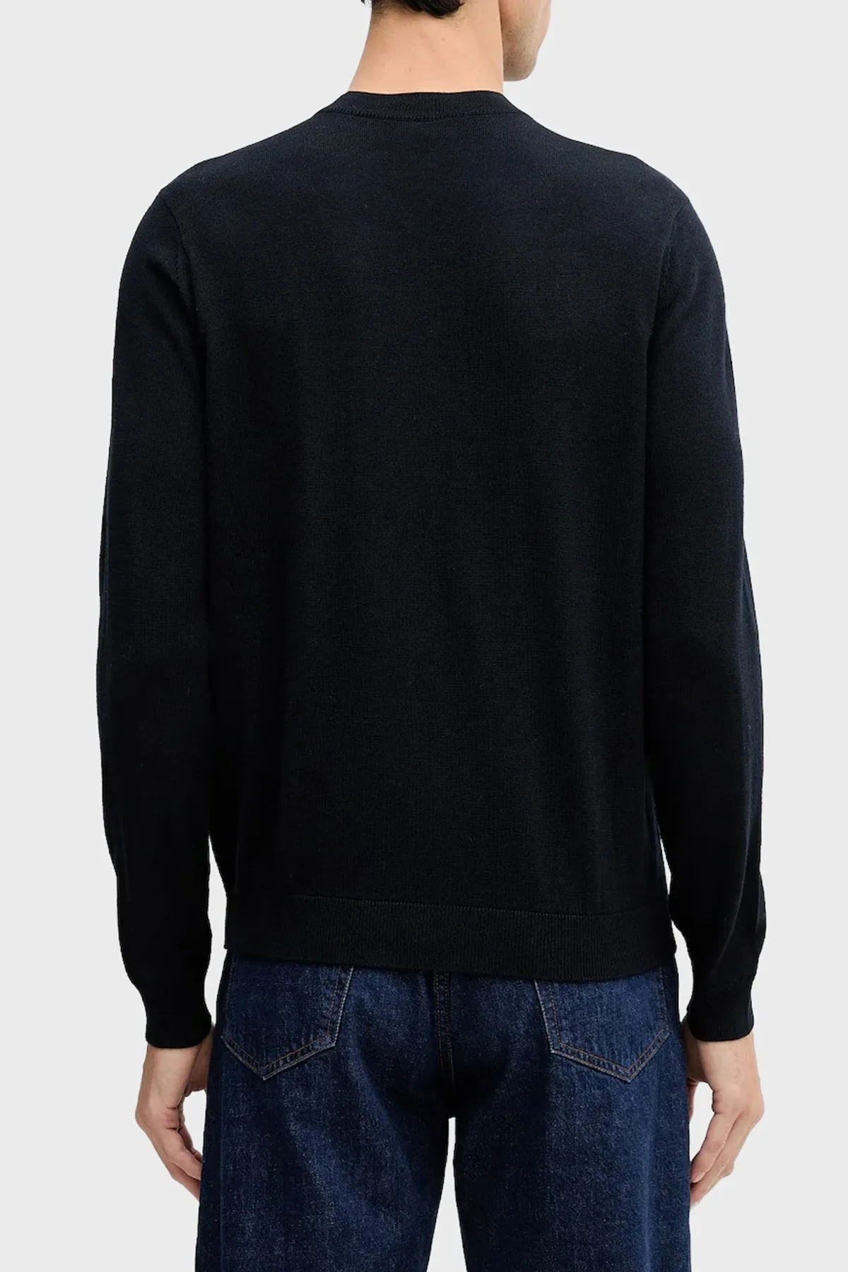 Emporio Armani Logolu % 100 Yün Regular Fit Bisiklet Yaka Erkek Kazak EM002419 AF14158 UB118 LACİVERT - 3