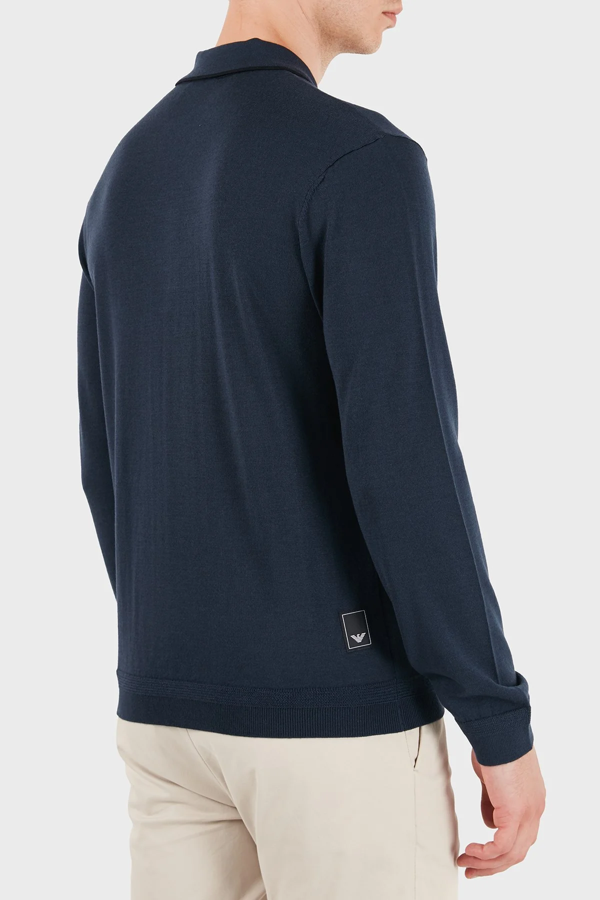 Emporio Armani Logolu % 100 Yün Yarım Femuarlı Erkek Polo EM006224 AF27805 UB106 Gece mavi - 3
