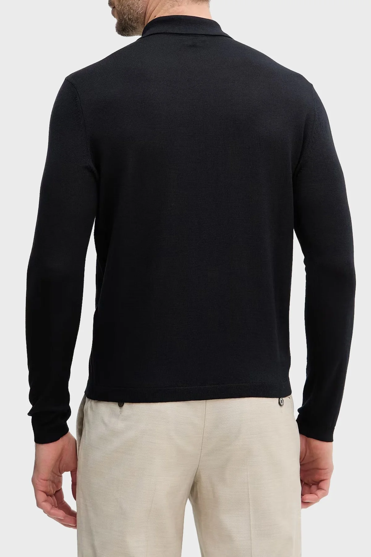 Emporio Armani Logolu % 100 Yün Yarım Fermuarlı Erkek Polo EM004381 AF23421 UC001 Siyah - 3