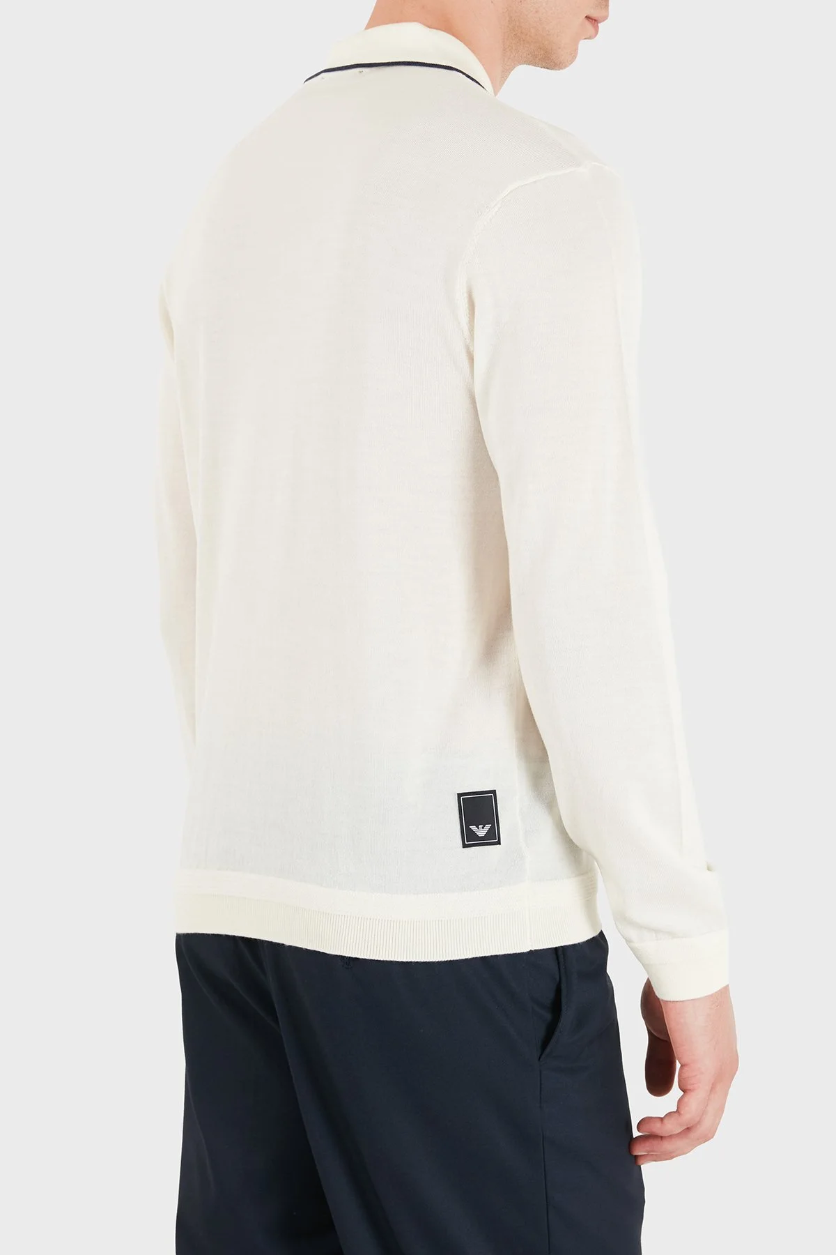 Emporio Armani Logolu % 100 Yün Yarım Fermuarlı Erkek Polo EM006224 AF27805 U0003 Beyaz - 3