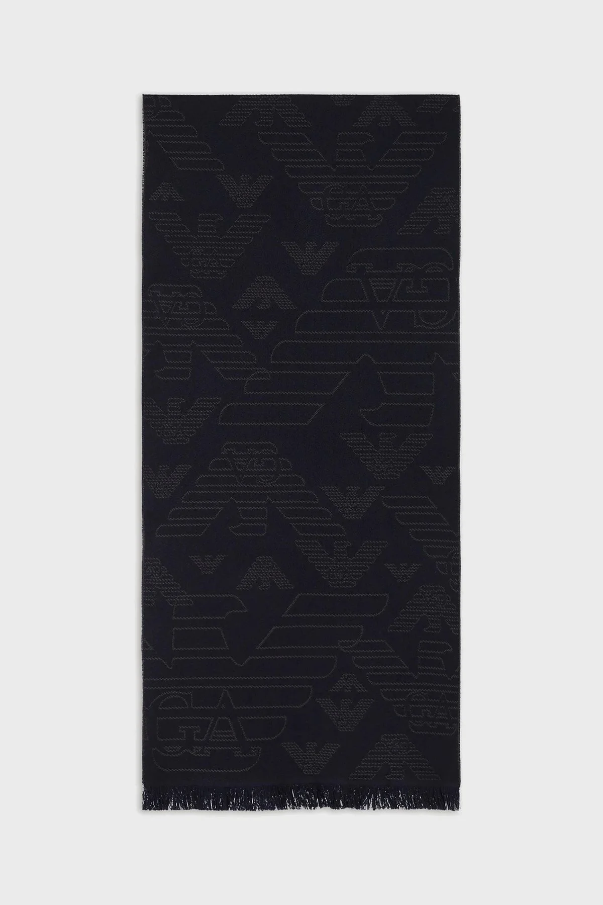Emporio Armani Logolu % 100 Yünlü Erkek Atkı 625009 CC306 00334 MAVİ - 1