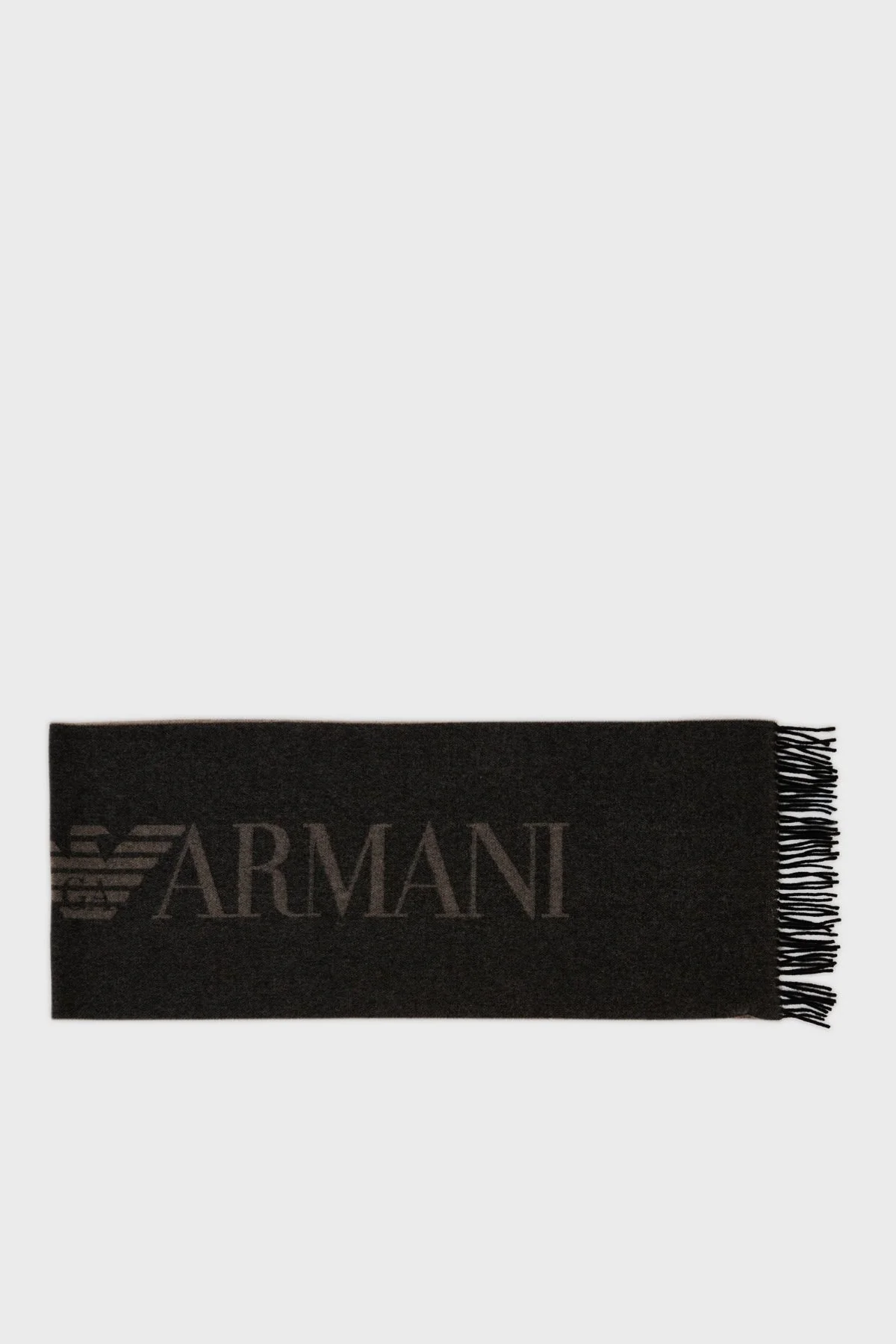 Emporio Armani Logolu 36x172 cm % 100 Yün Unisex Atkı 625072 3F364 00152 KAHVE - 1