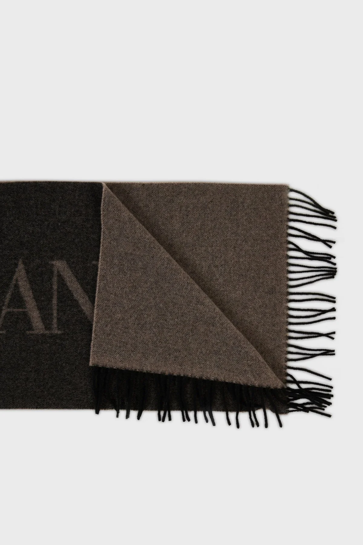 Emporio Armani Logolu 36x172 cm % 100 Yün Unisex Atkı 625072 3F364 00152 KAHVE - 2