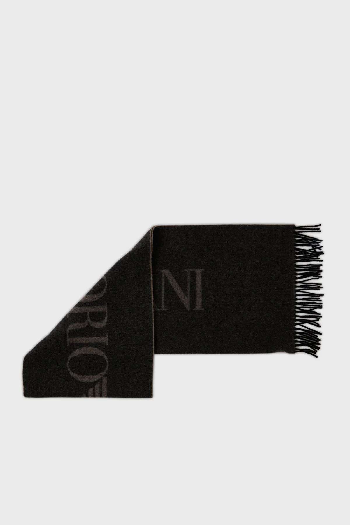 Emporio Armani Logolu 36x172 cm % 100 Yün Unisex Atkı 625072 3F364 00152 KAHVE - 3