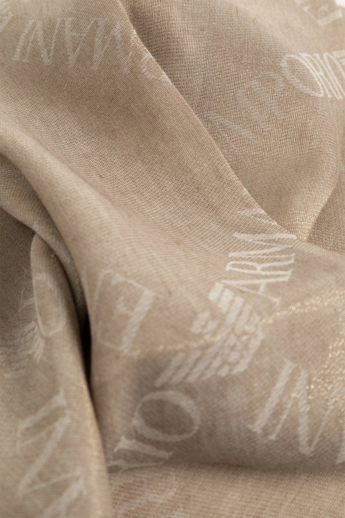 Emporio Armani Logolu 72 x 181 cm Bayan Şal EW004587 AF25423 F1150 VİZON - 3