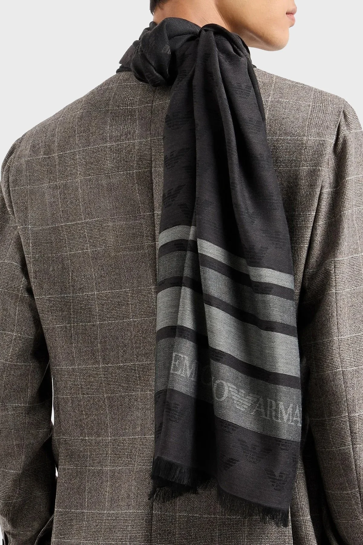 Emporio Armani Logolu 80 x 180 cm Erkek Şal 625256 4F383 00044 ANTRASİT - 2