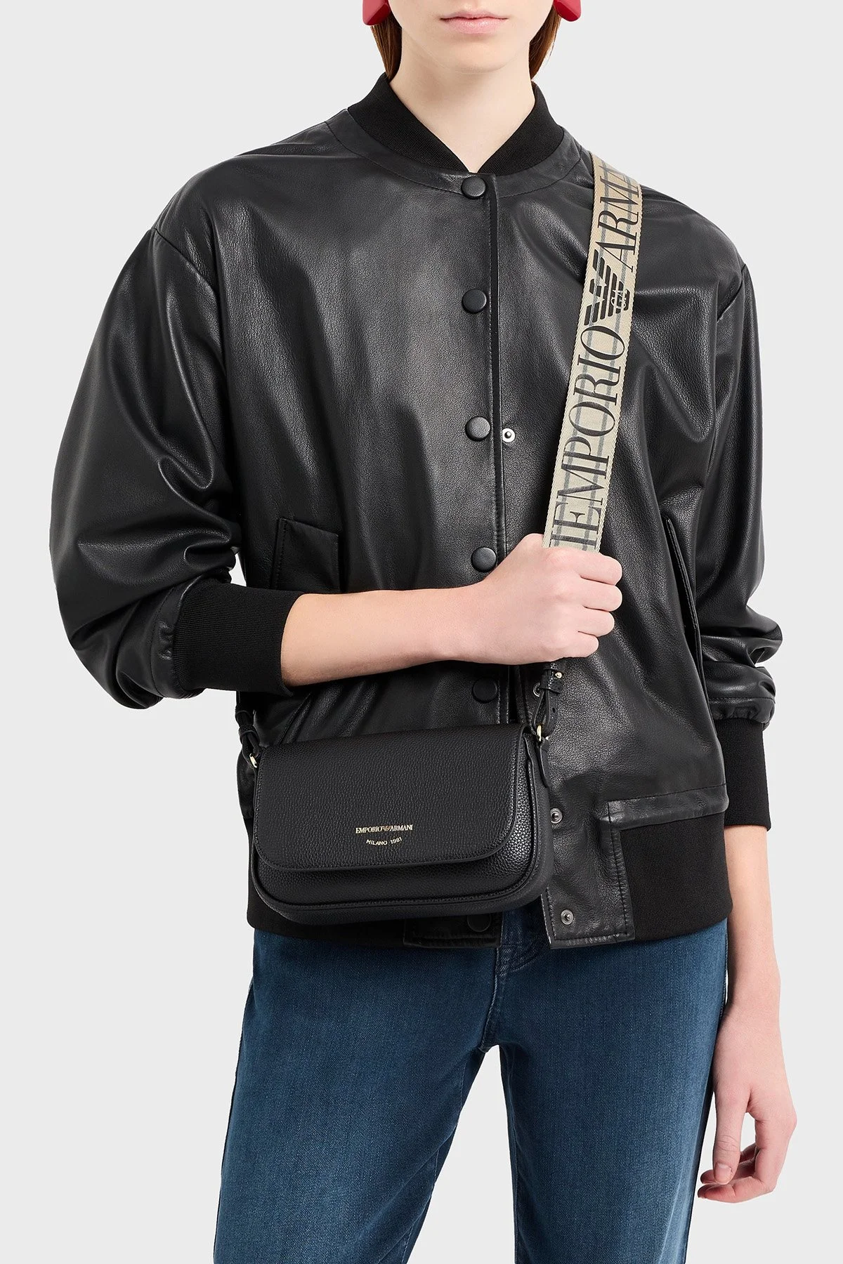 Emporio Armani Logolu Ayarlabilir Askılı Kadın Çanta EW000538 AF12103 MC032 SİYAH-GÜMÜŞ - 2
