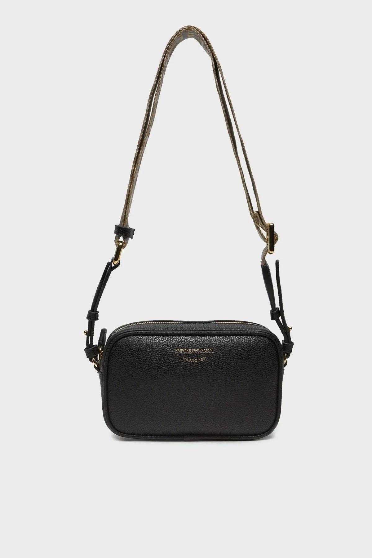 Emporio Armani Logolu Ayarlanabilir Askılı Bayan Çanta EW000537 AF12103 MC032 SİYAH-GÜMÜŞ - 2