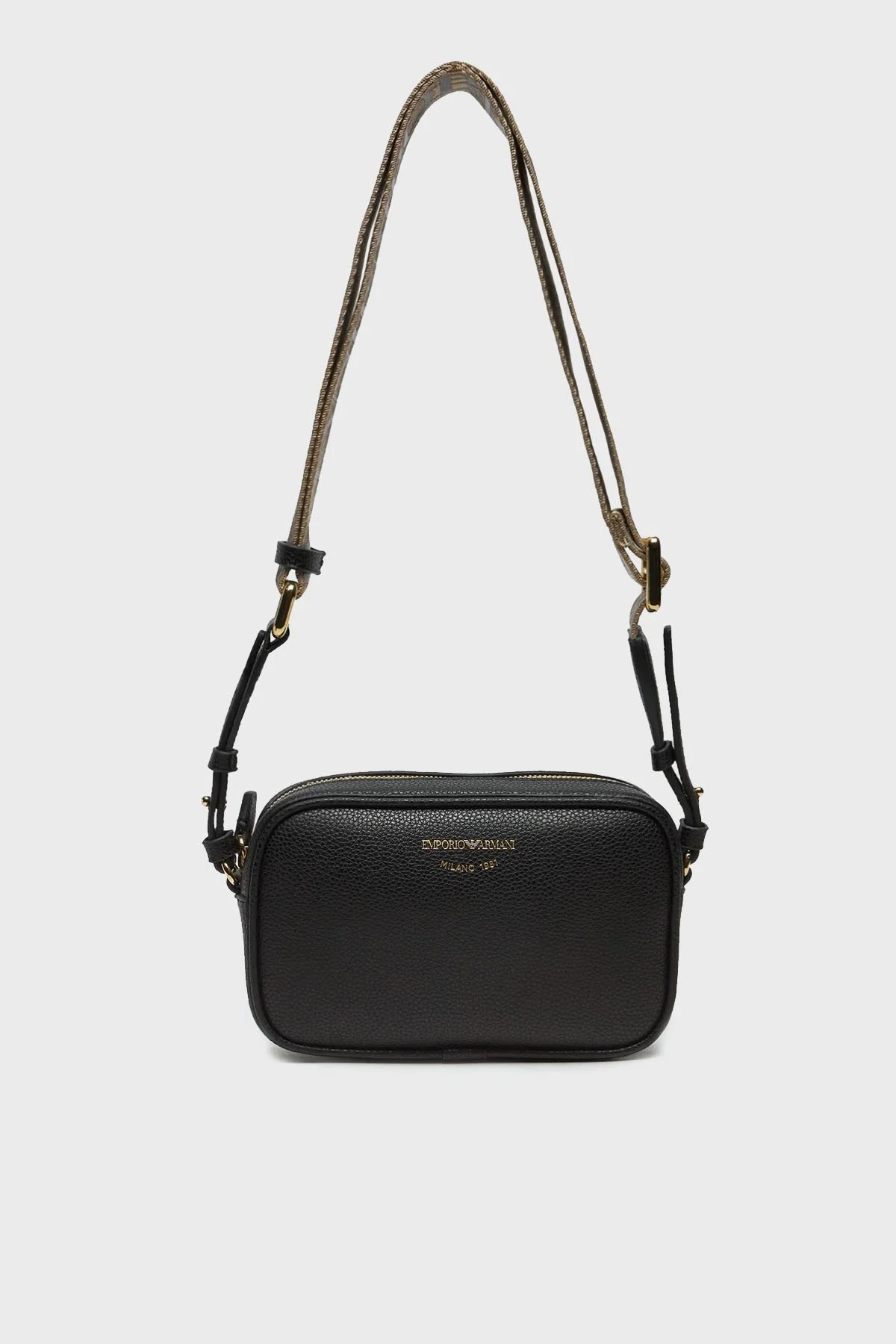 Emporio Armani Logolu Ayarlanabilir Askılı Kadın Çanta EW000537 AF12103 MC032 SİYAH-GÜMÜŞ - 2