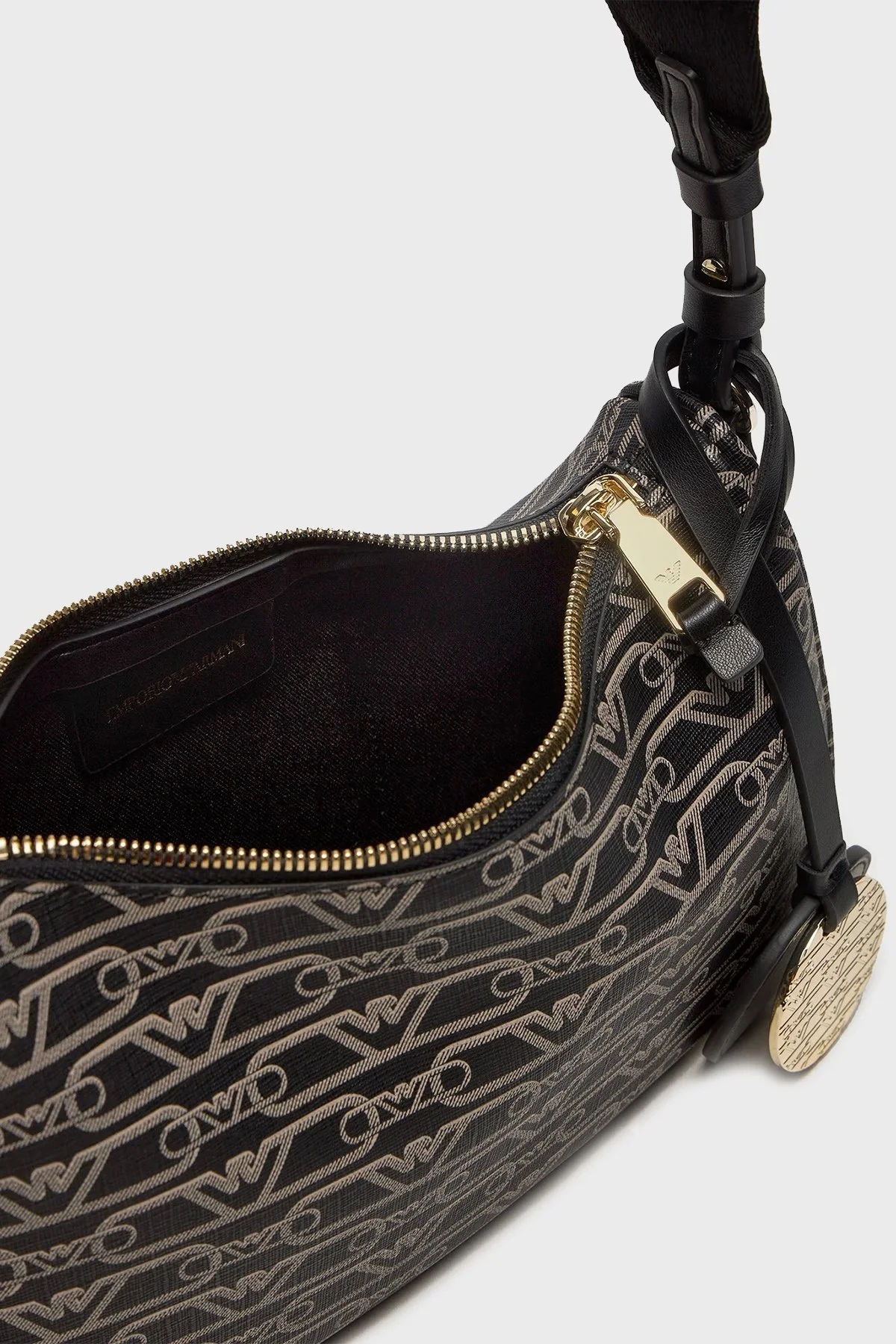 Emporio Armani logolu Ayarlanabilir Askılı Bayan Çanta EW000539 AF11951 FC033 SİYAH-EKRU - 4