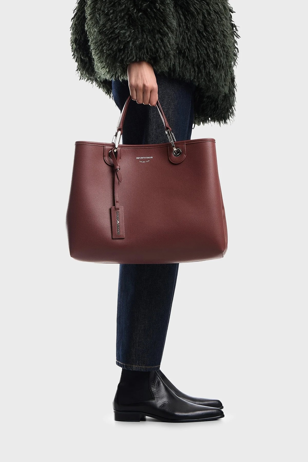 Emporio Armani Logolu Ayarlanabilir Askılı Kadın Çanta EW000360 AF12036 M6453 Bordo - 3