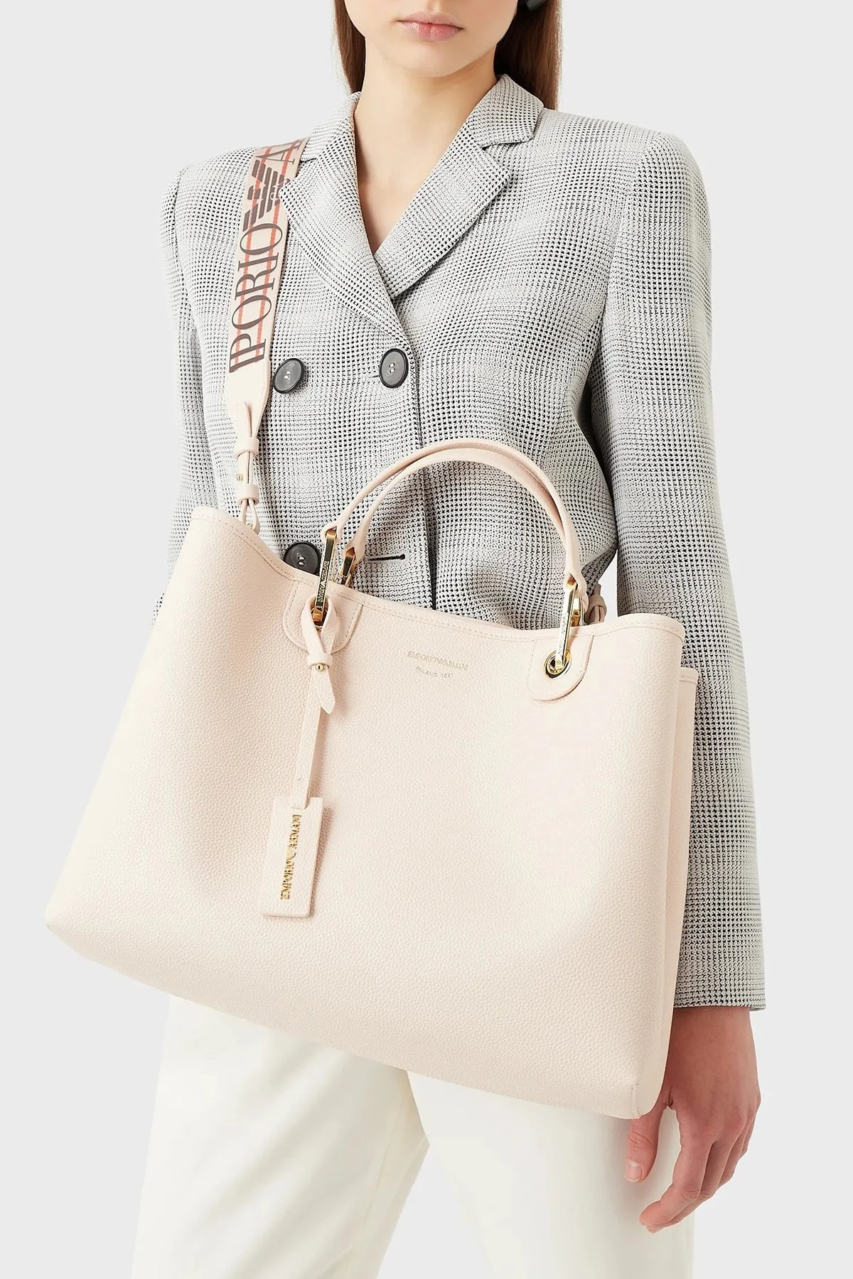 Emporio Armani Logolu Ayarlanabilir Uzatma Askılı Bayan Çanta Y3D165 YFO5B 88820 BEJ - 2