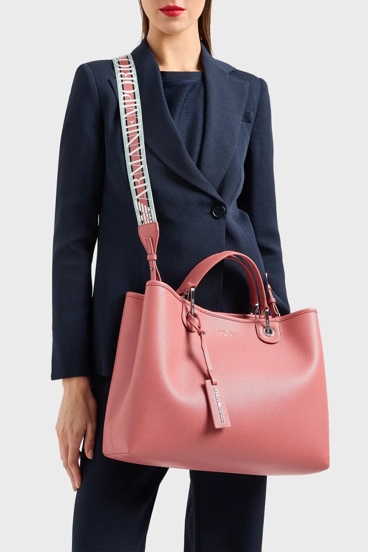 Emporio Armani Logolu Ayarlanabilir Uzatma Askılı Bayan Çanta Y3D165 YFO5E 80654 GÜL KURUSU - 3