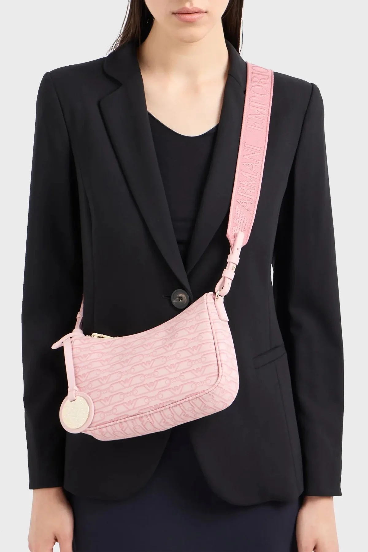 Emporio Armani Logolu Ayarlanabilir ve Çıkarılabilir Çapraz Askılı Bayan Çanta EW000539 AF11951 F4013 PEMBE - 2