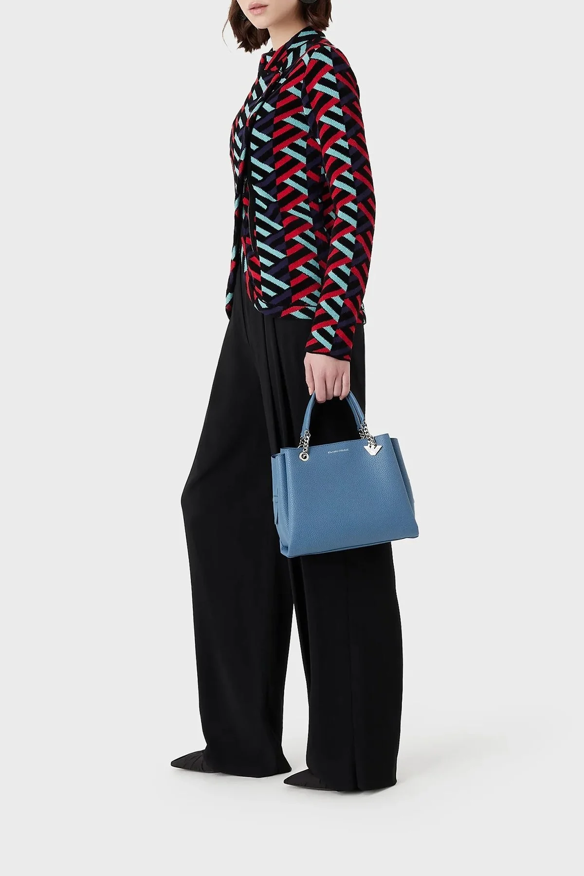 Emporio Armani Logolu Ayarlanabilir ve Çıkarılabilir Omuz Askılı Bayan Çanta Y3D159 YFN6E 83280 MAVİ - 3