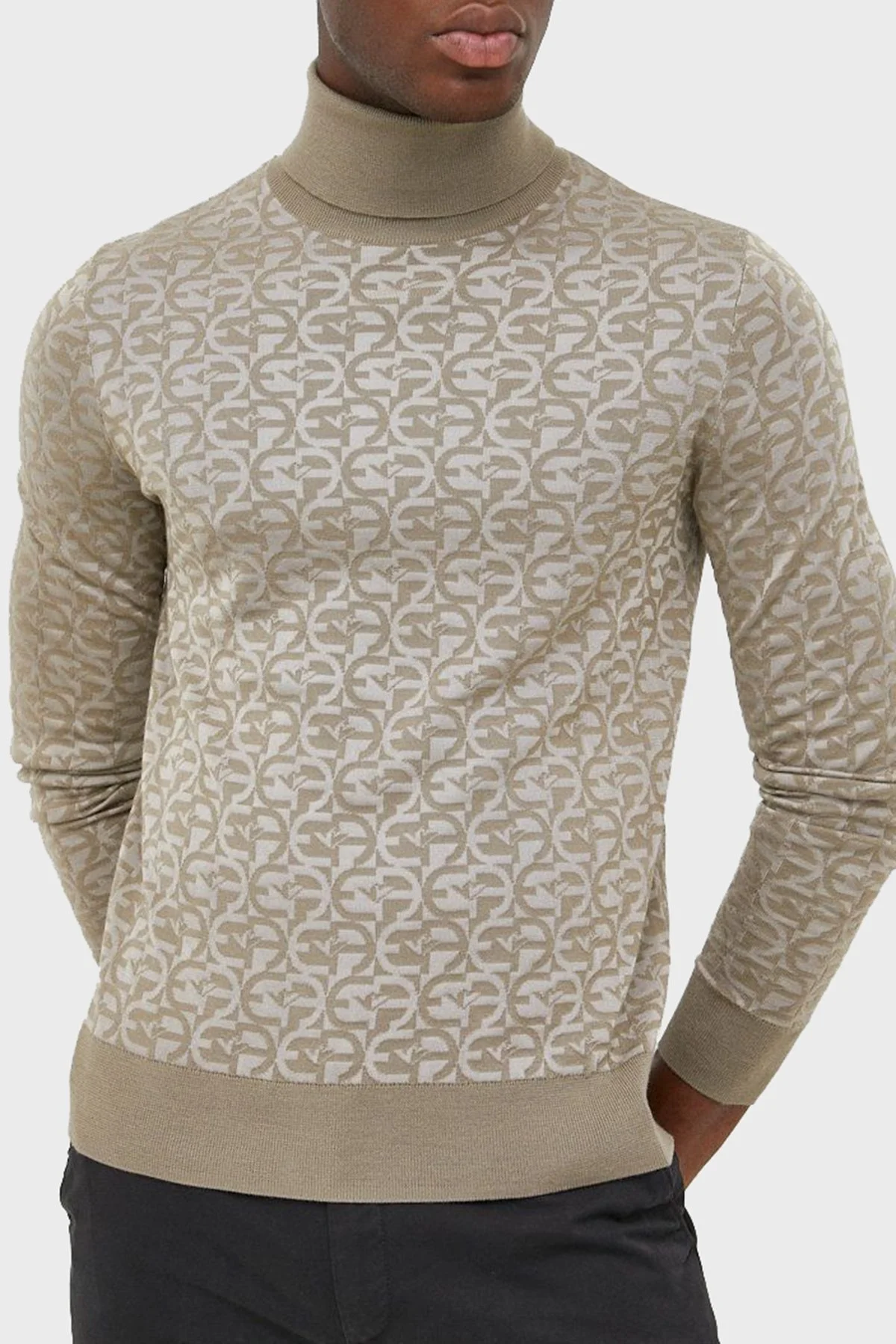 Emporio Armani Logolu Balıkçı Yaka Yünlü Slim Fit Erkek Kazak 6L1MX4 1MUZZ F124 YEŞİL - 1