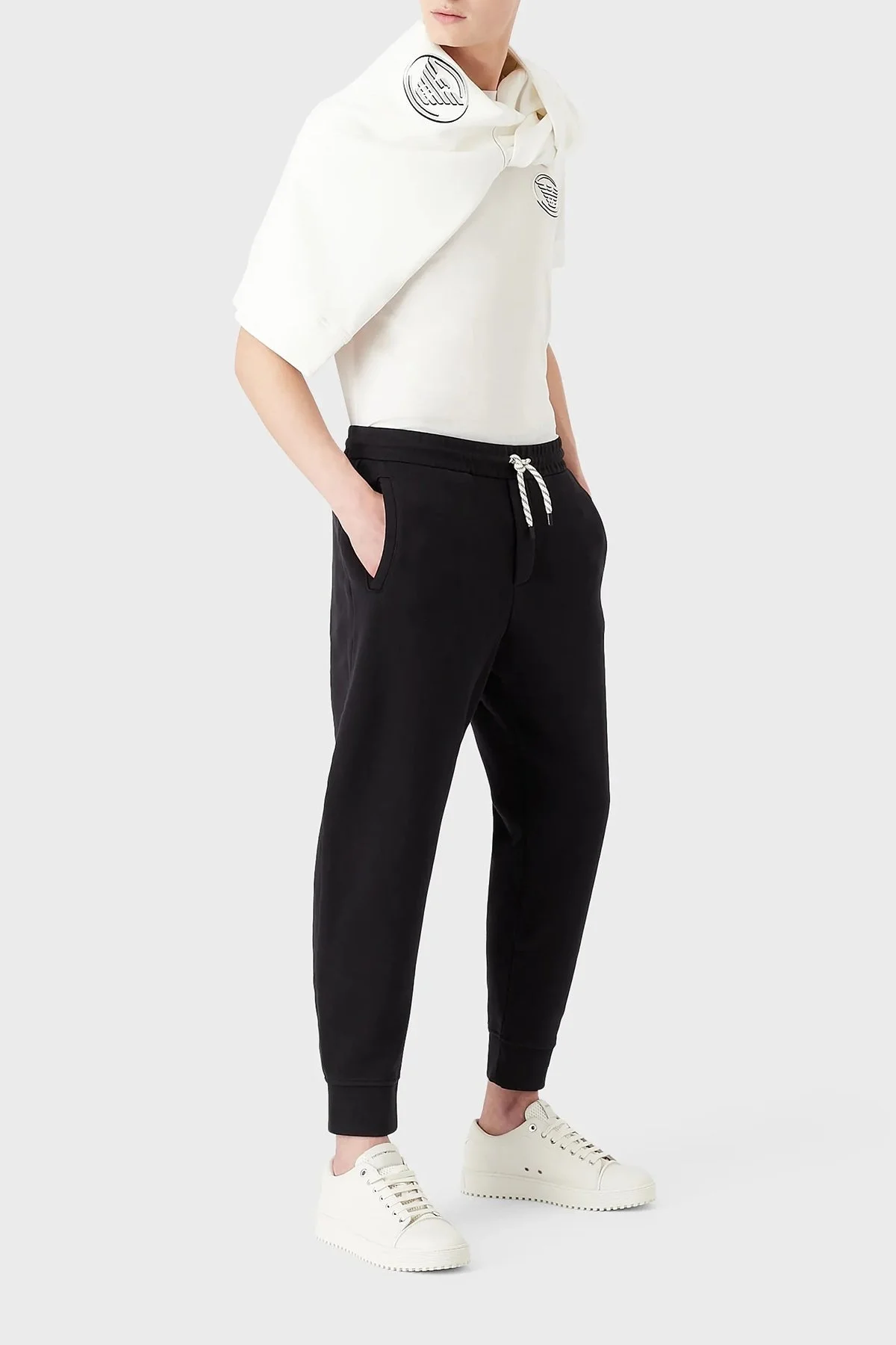 Emporio Armani Logolu Belden Bağlamalı Pamuklu Erkek Pantolon 6L1P83 1JWPZ 0920 LACİVERT - 1