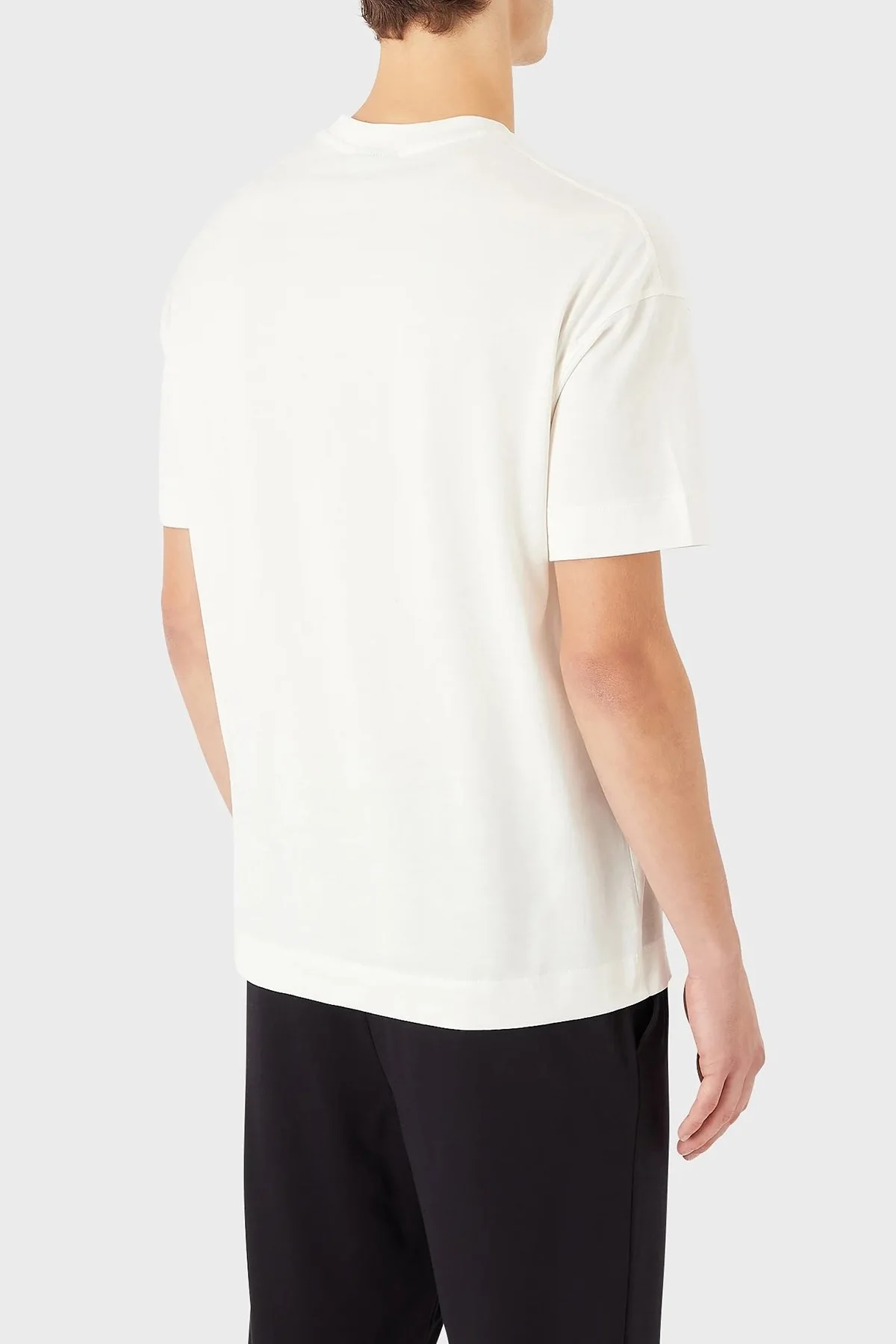 Emporio Armani Logolu Bisiklet Yaka % 100 Pamuk Erkek T Shirt 6L1TG1 1JSAZ 01B6 BEYAZ - 2