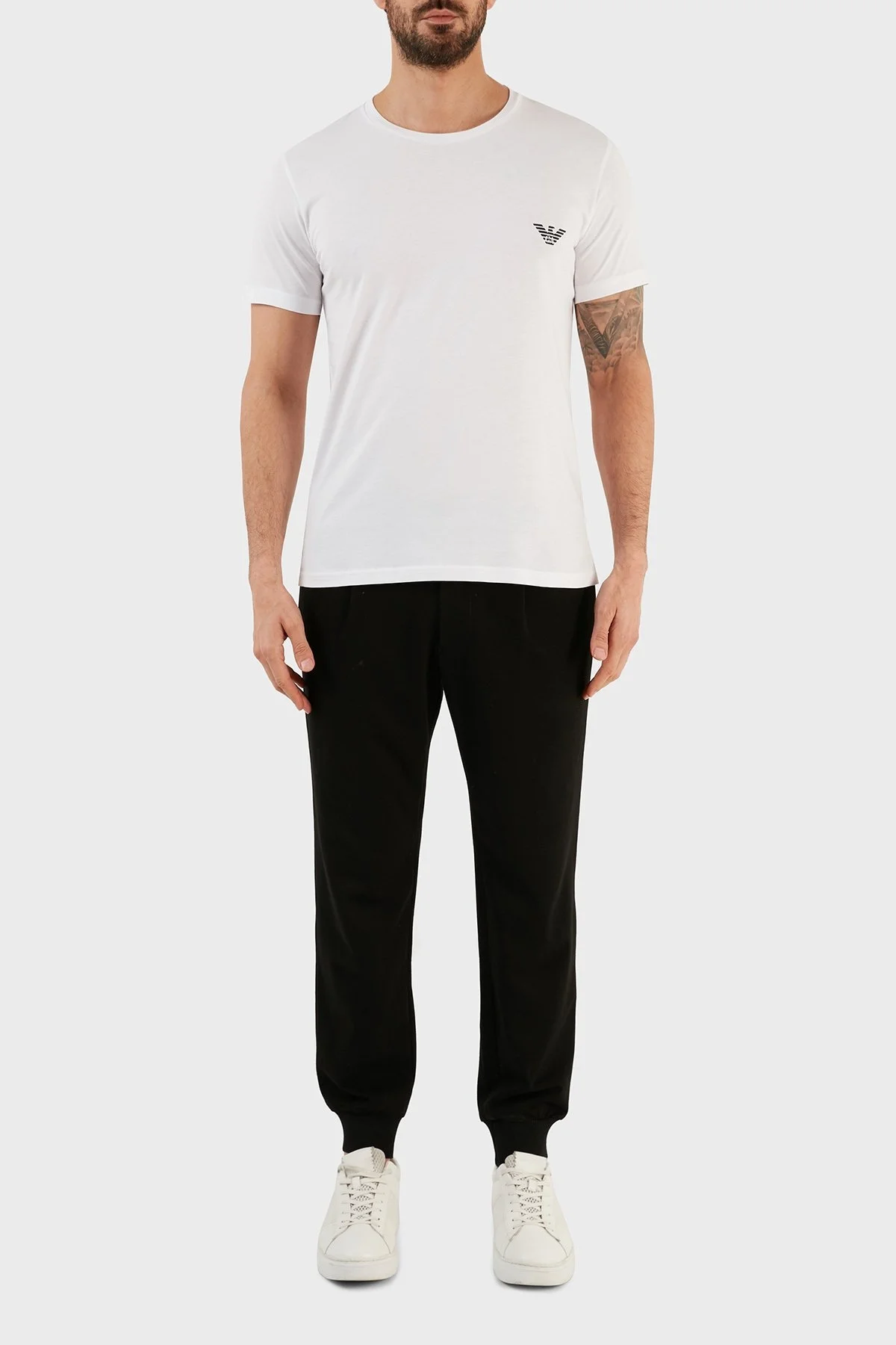 Emporio Armani Logolu Bisiklet Yaka % 100 Pamuk Regular Fit Erkek T Shirt 211818 3R476 10111 BEYAZ - 3