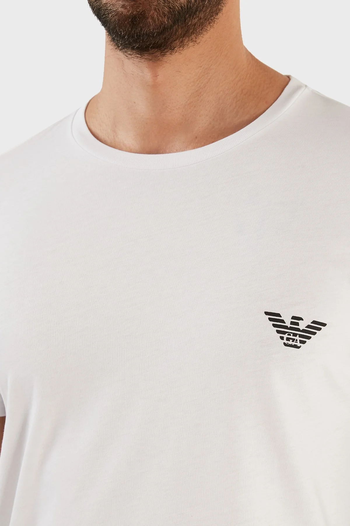 Emporio Armani Logolu Bisiklet Yaka % 100 Pamuk Regular Fit Erkek T Shirt 211818 3R476 10111 BEYAZ - 4