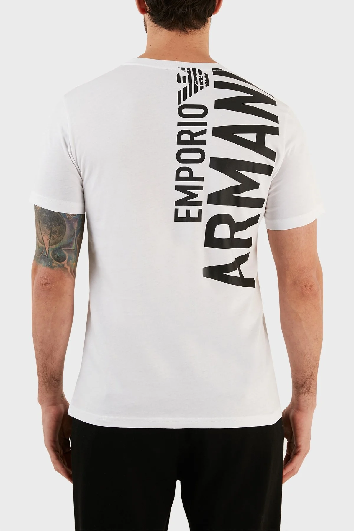 Emporio Armani Logolu Bisiklet Yaka % 100 Pamuk Regular Fit Erkek T Shirt 211818 3R476 10111 BEYAZ - 5