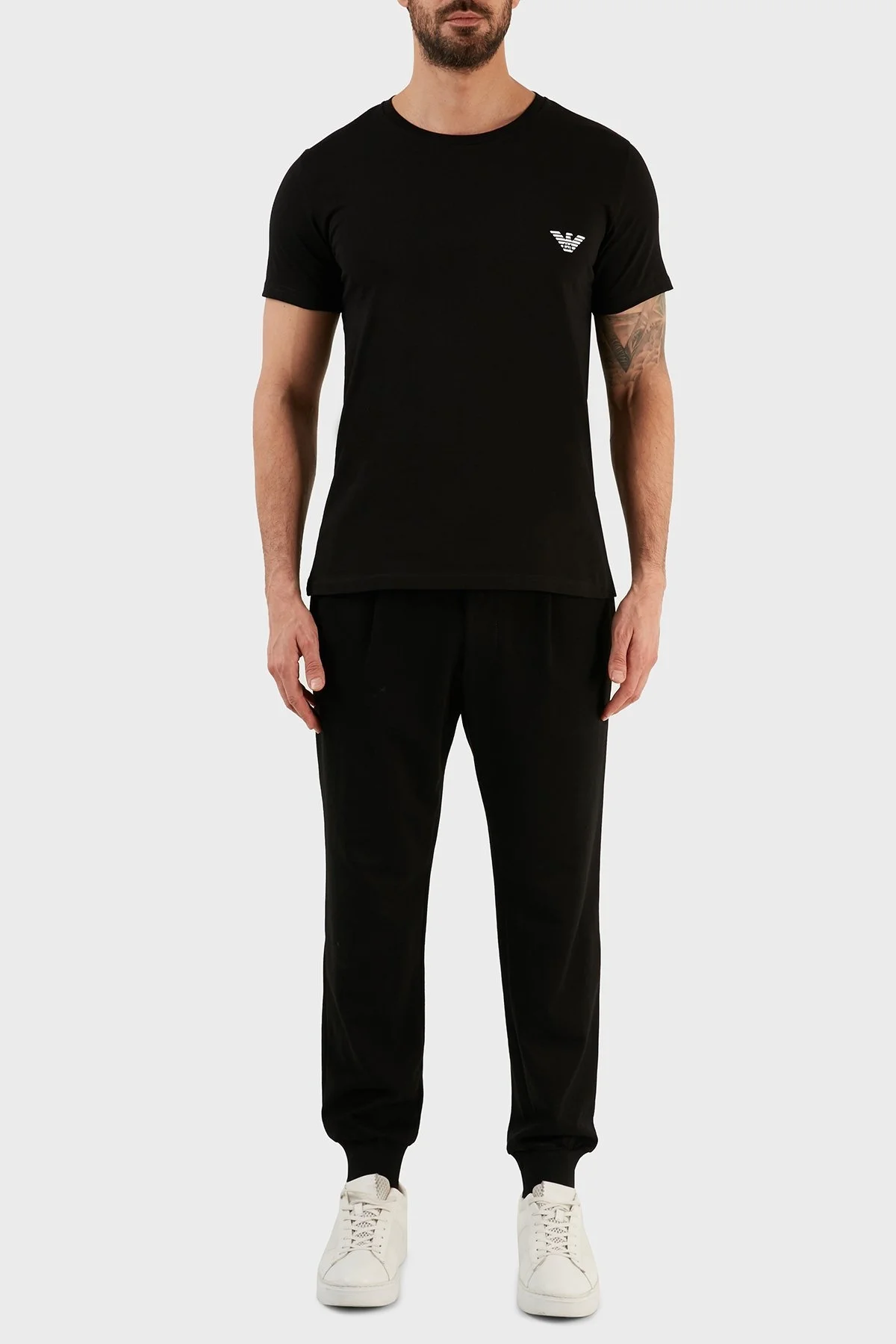 Emporio Armani Logolu Bisiklet Yaka % 100 Pamuk Regular Fit Erkek T Shirt 211818 3R476 21821 SİYAH - 4