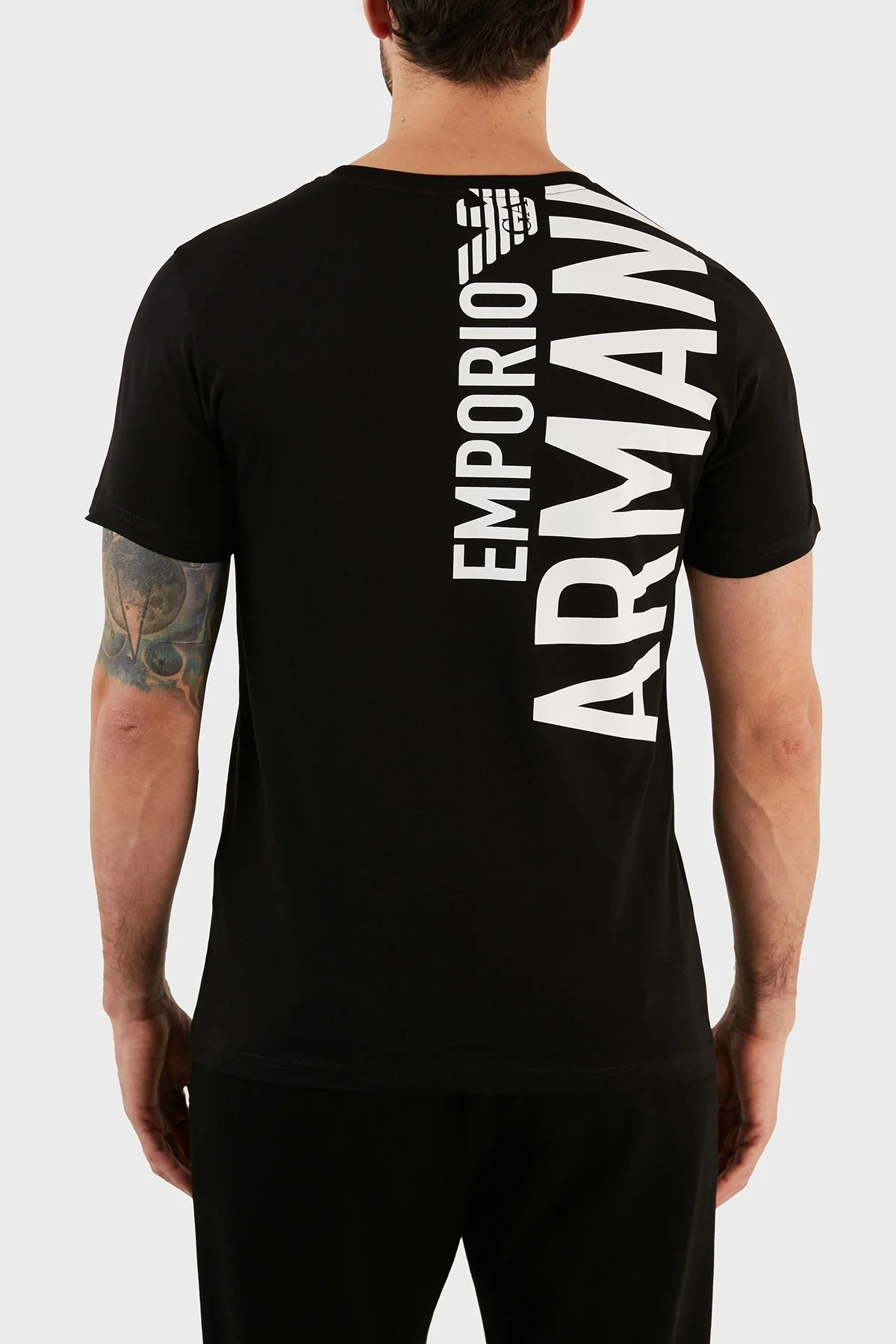 Emporio Armani Logolu Bisiklet Yaka % 100 Pamuk Regular Fit Erkek T Shirt 211818 3R476 21821 SİYAH - 5