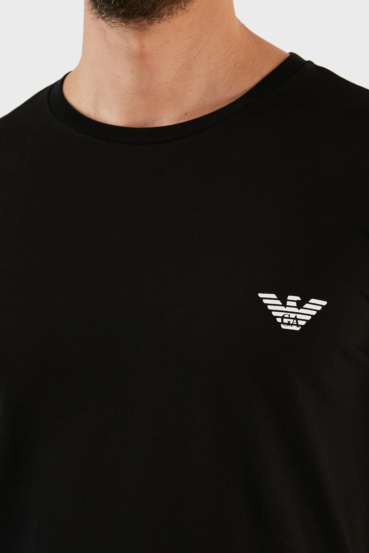 Emporio Armani Logolu Bisiklet Yaka % 100 Pamuk Regular Fit Erkek T Shirt 211818 3R476 21821 SİYAH - 6