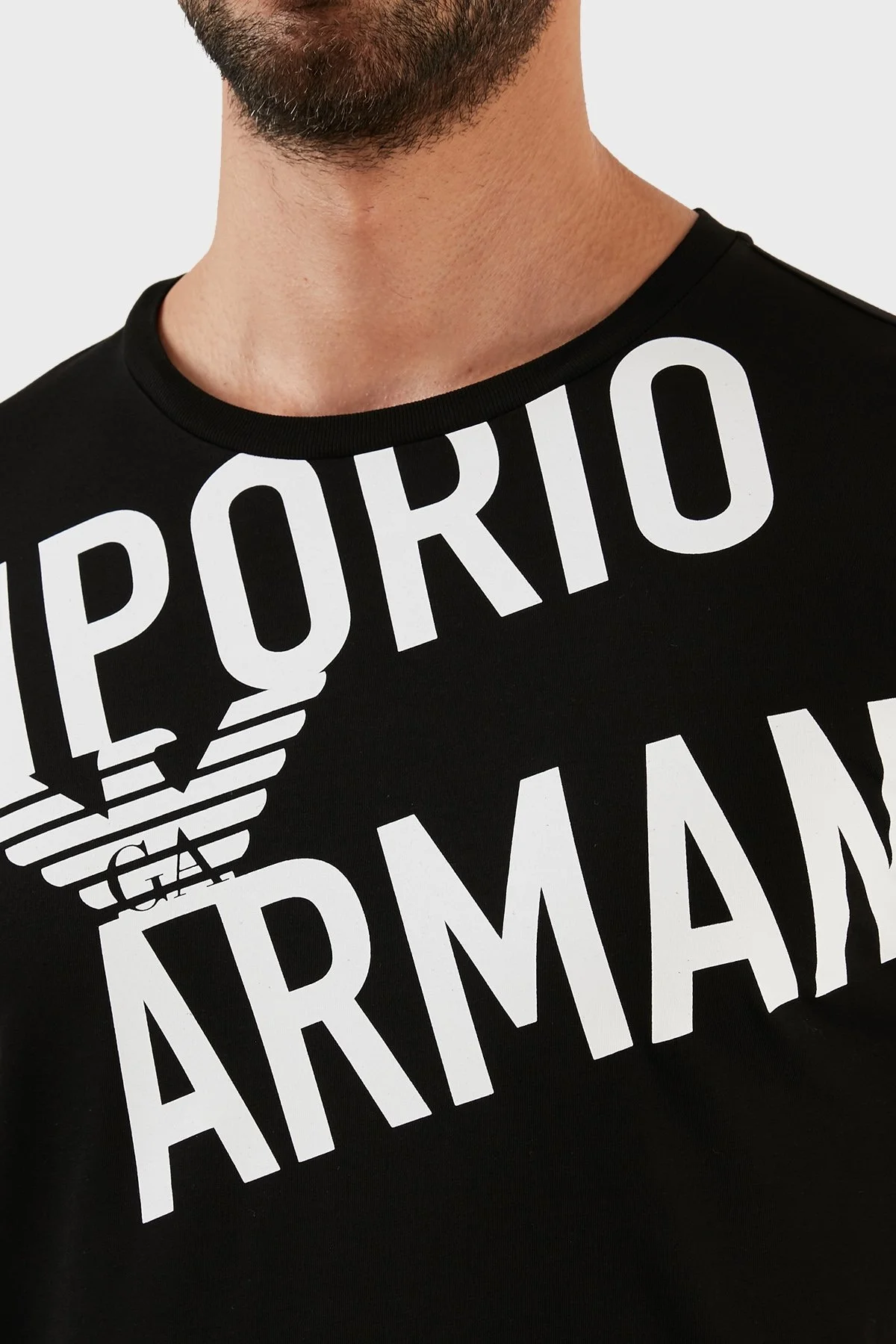 Emporio Armani Logolu Bisiklet Yaka % 100 Pamuk Regular Fit Erkek T Shirt 211818 3R476 21921 SİYAH - 3